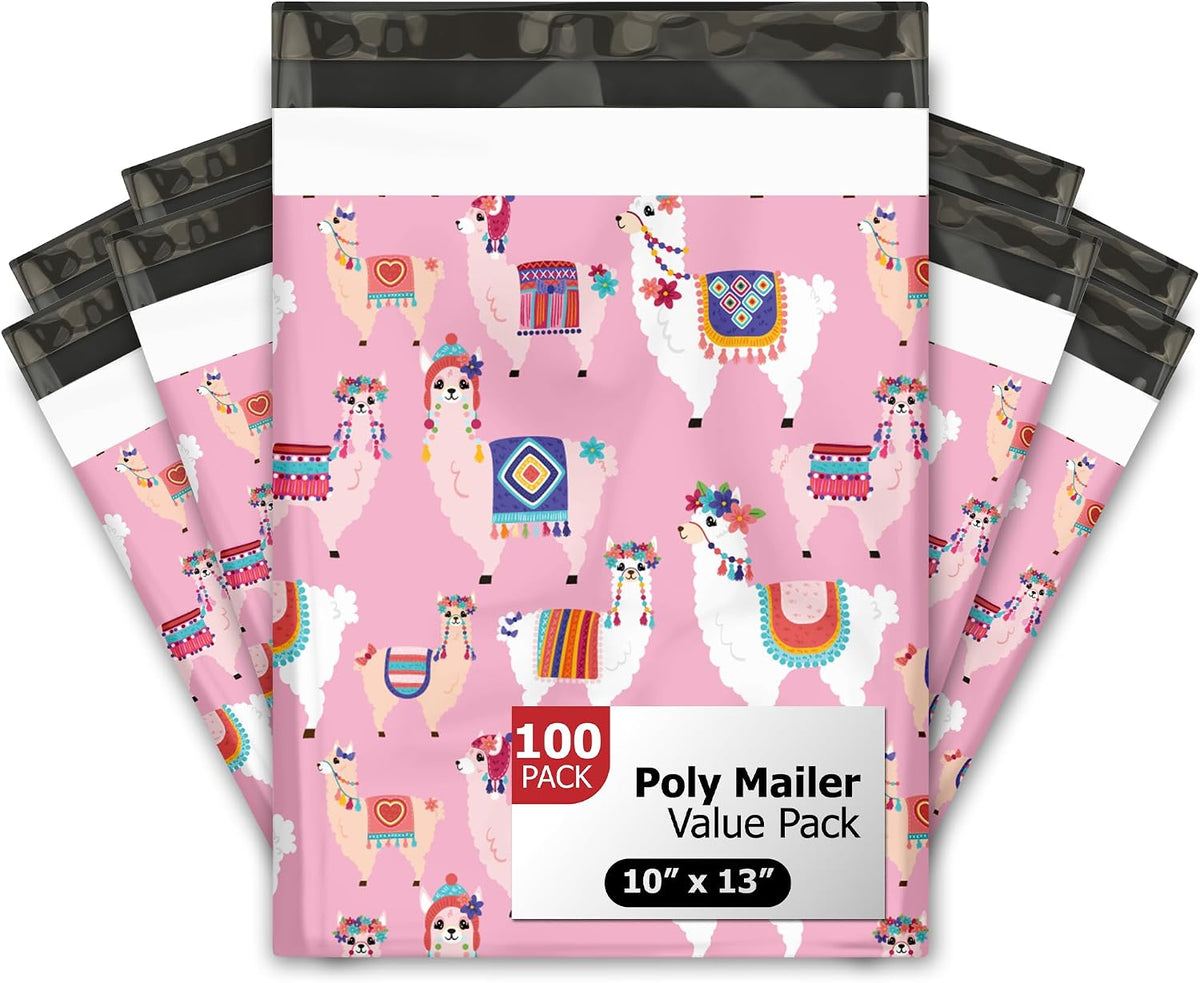 10x13 (100) Lovely Llama Designer Poly Mailers Shipping Envelopes Premium Printed Bags