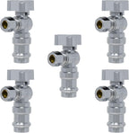 Angle Stop Valve, 1/2" Press x 3/8" COMP, 5 Pack