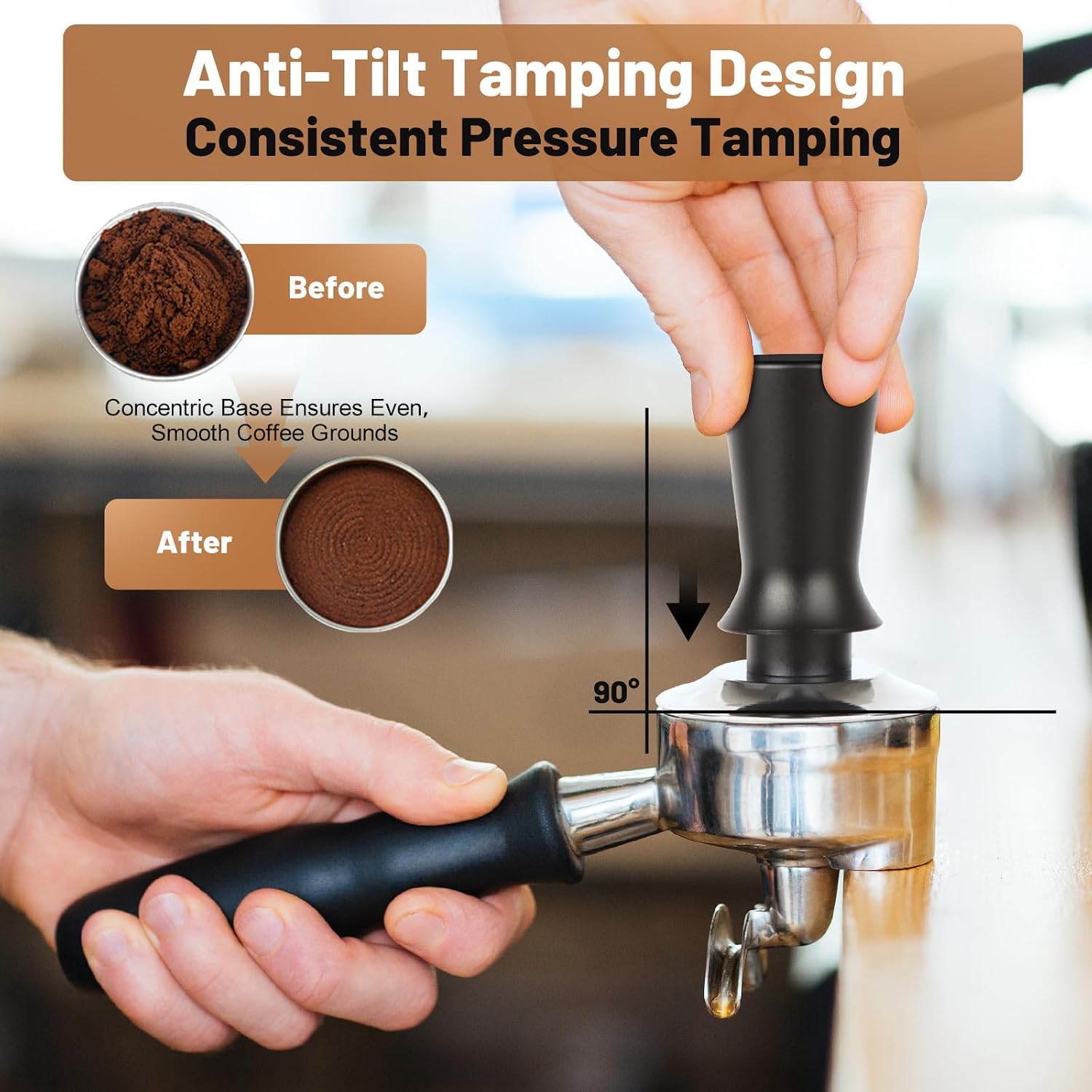 53mm Espresso Accessories Kit, Coffee Tamper & Distributor Tools | Includes Spring Loaded Tamper, Heavy-Duty Leveler