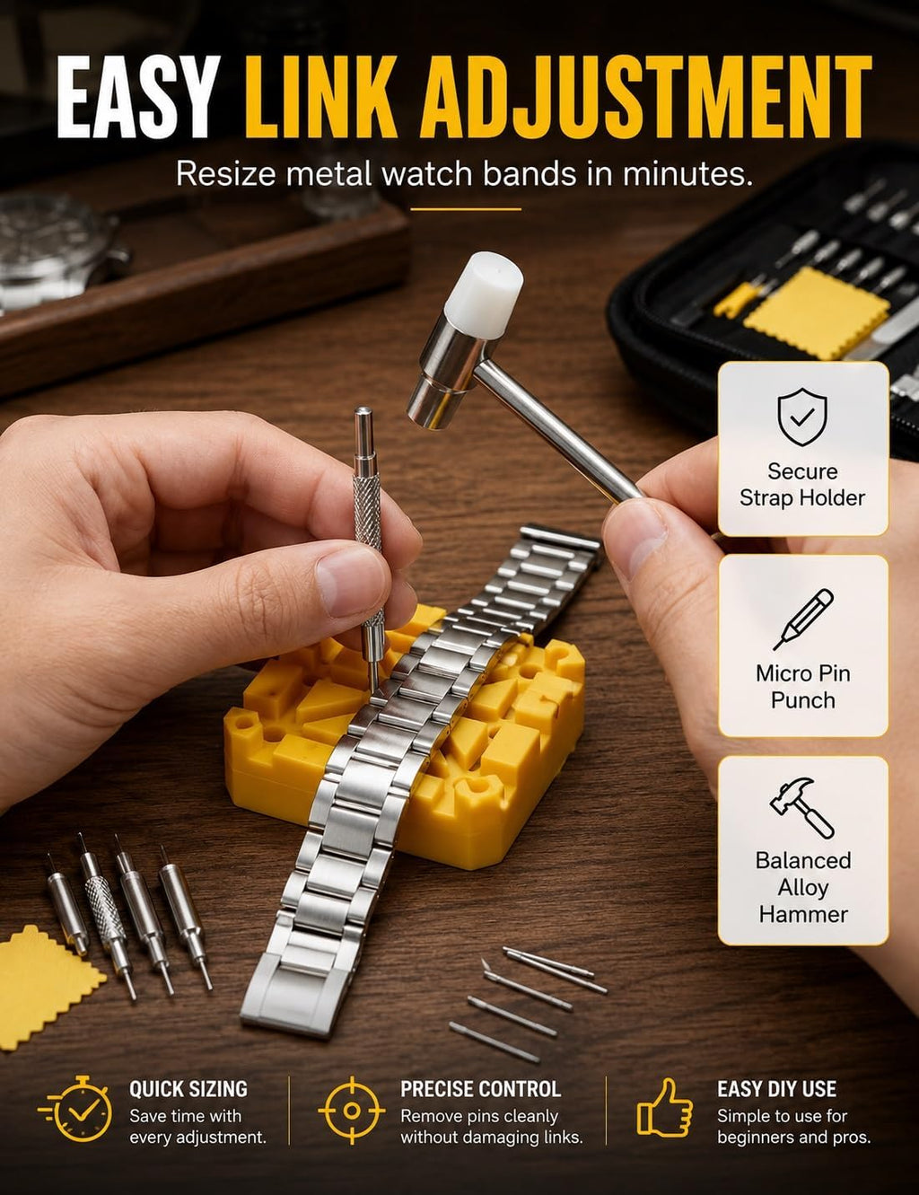 Complete 72-Piece Watch Repair Kit, Fix, Adjust Revive Making | Link Removal Accessories, Battery Replacement Tool