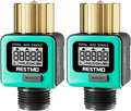 [2 Pack] RESTMO Heavy Duty Water Flow Meter with 4 Measure Modes