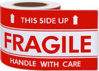 This Side Up Fragile Stickers 3x5 inch Handle with Care Shipping and Packing Warning Adhesive Label 100 Per Roll (3x5