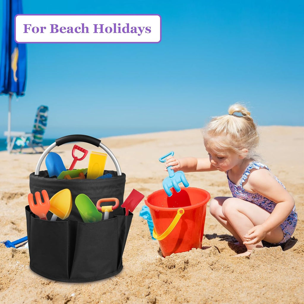 17L Cleaning Caddy with Handle and 6 Pockets, Foldable Cleaning Supply Caddy, Portable Shower Caddy in 600D Oxford