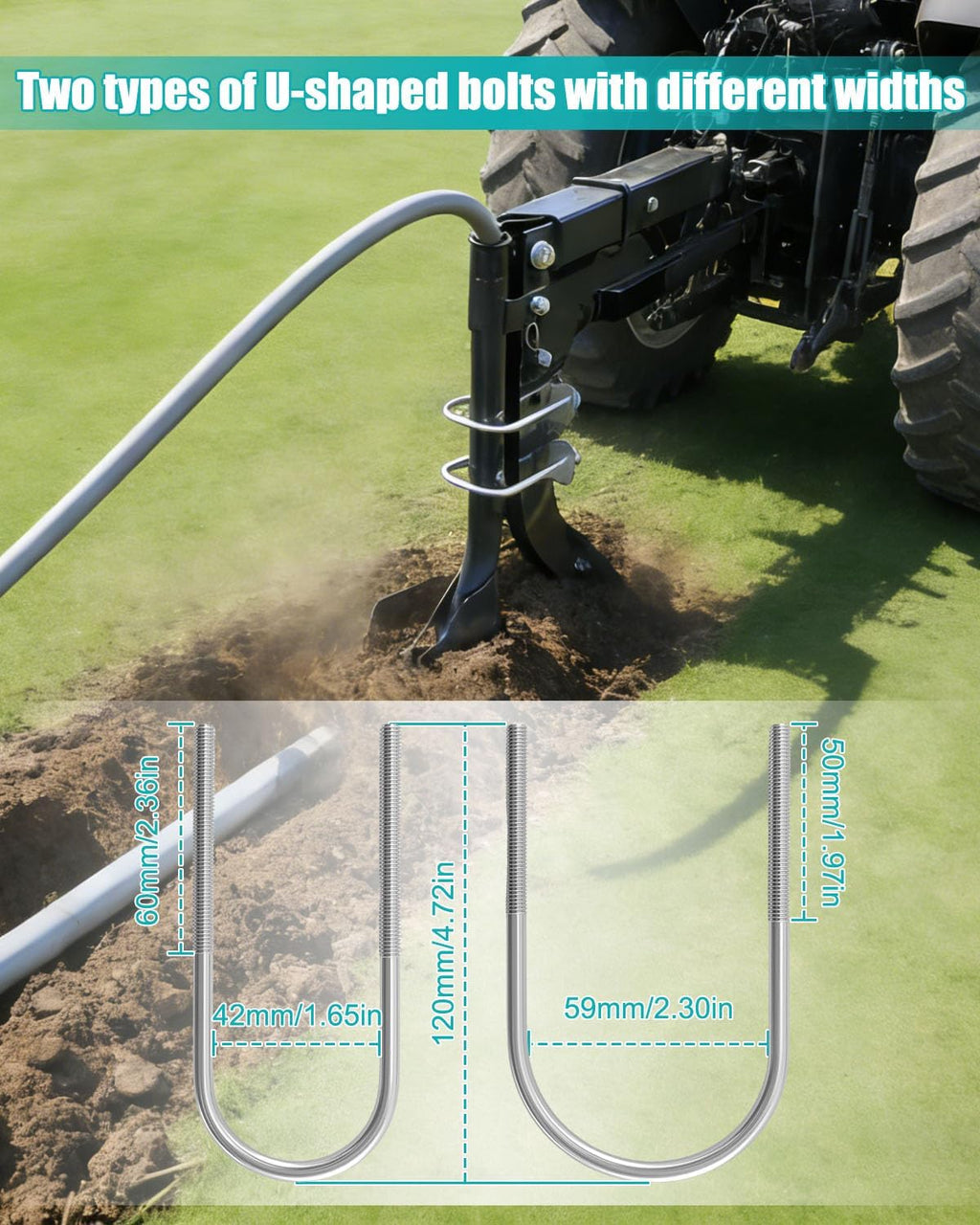 Pipe Layer Attachment Ripper Trencher Accessory for ATV UTV Tractor, Hose & Drip Irrigation Pipe Guide Tool