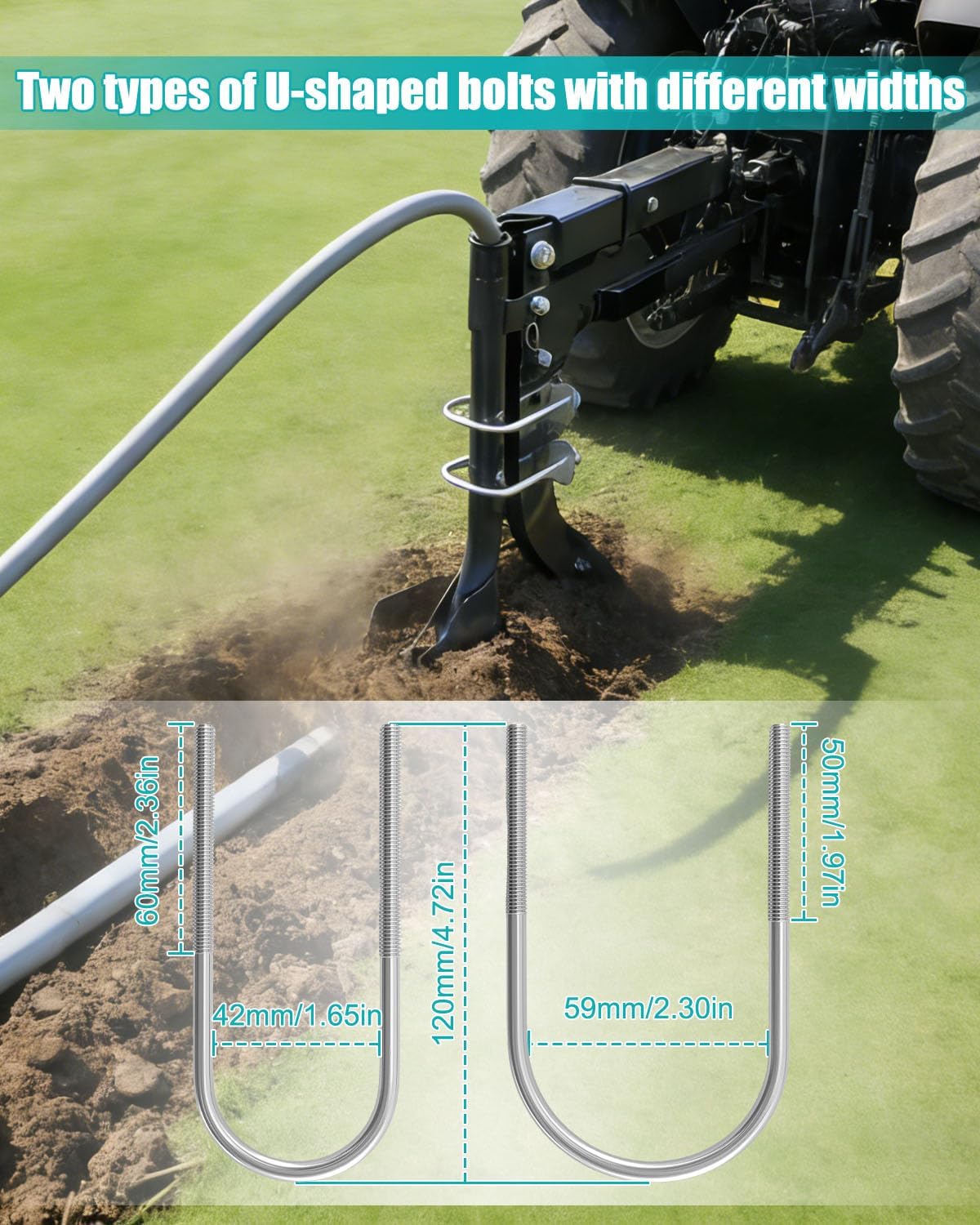 Pipe Layer Attachment Ripper Trencher Accessory for ATV UTV Tractor, Hose & Drip Irrigation Pipe Guide Tool