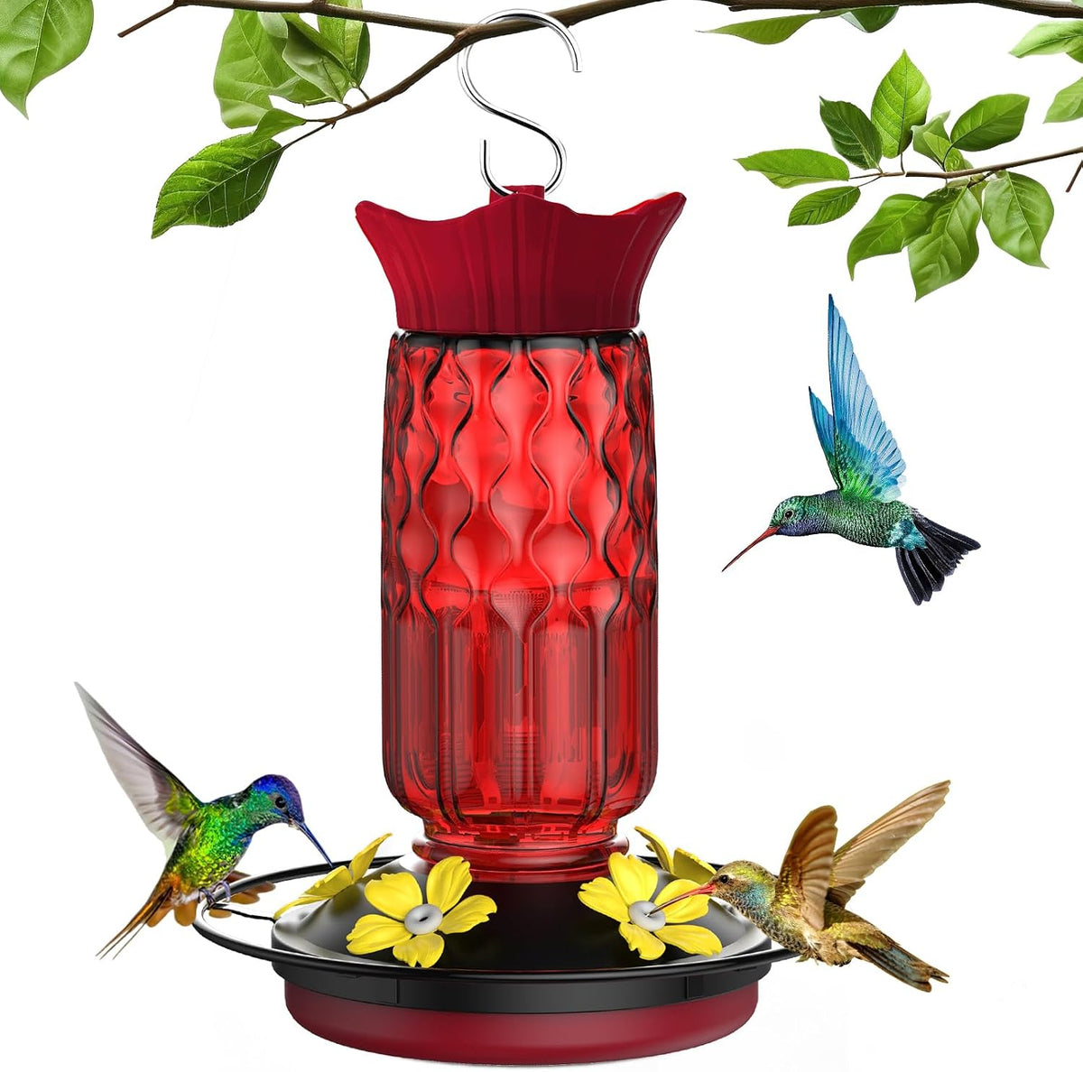 Hummingbird Feeders for Outdoors Hanging, 16 oz Plastic Hummingbird Feeders