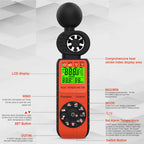 Heat Stress Meter Anemometer, Wet Bulb Globe Thermometer Wind Speed Meter