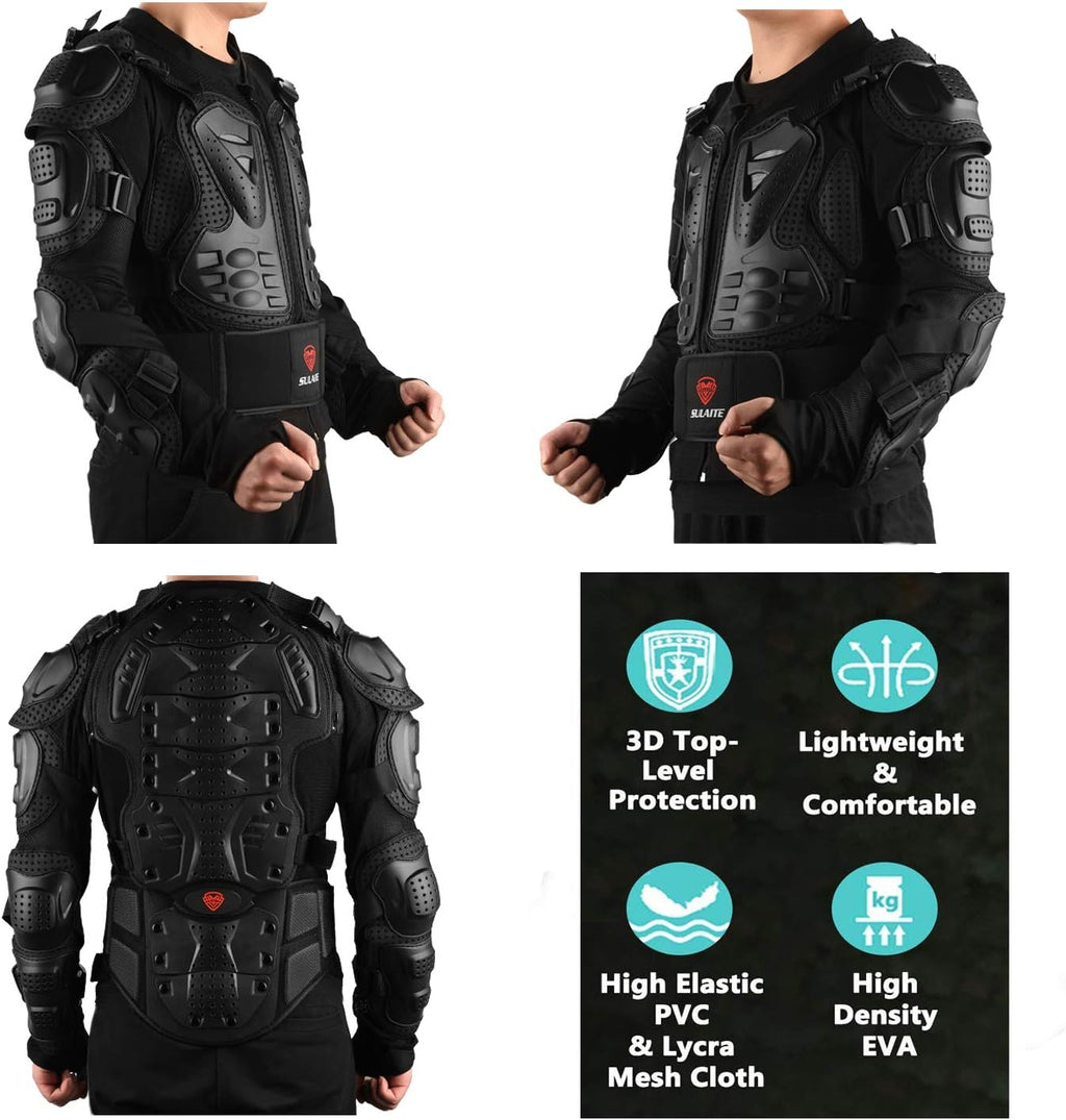 Motorcycle Armor Jacket Full Body Armor Men XL | PE Hard Shell,1.5cm EVA Foam,Chest/Back/Shoulder/Elbow