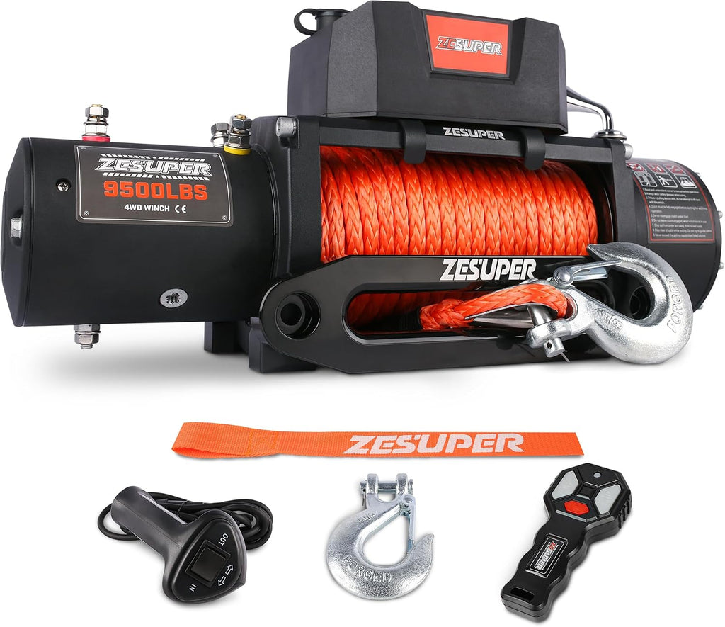 9500 lb Electric Winch 12V Waterproof IP68 Heavy Duty Trailer Winch