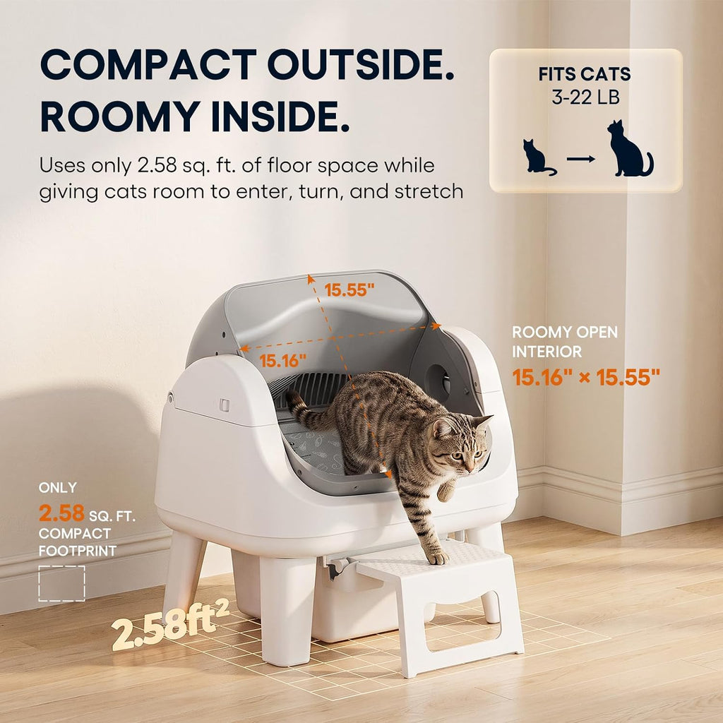 Automatic Litter Box, Self Cleaning Litter Box with Safety Sensors