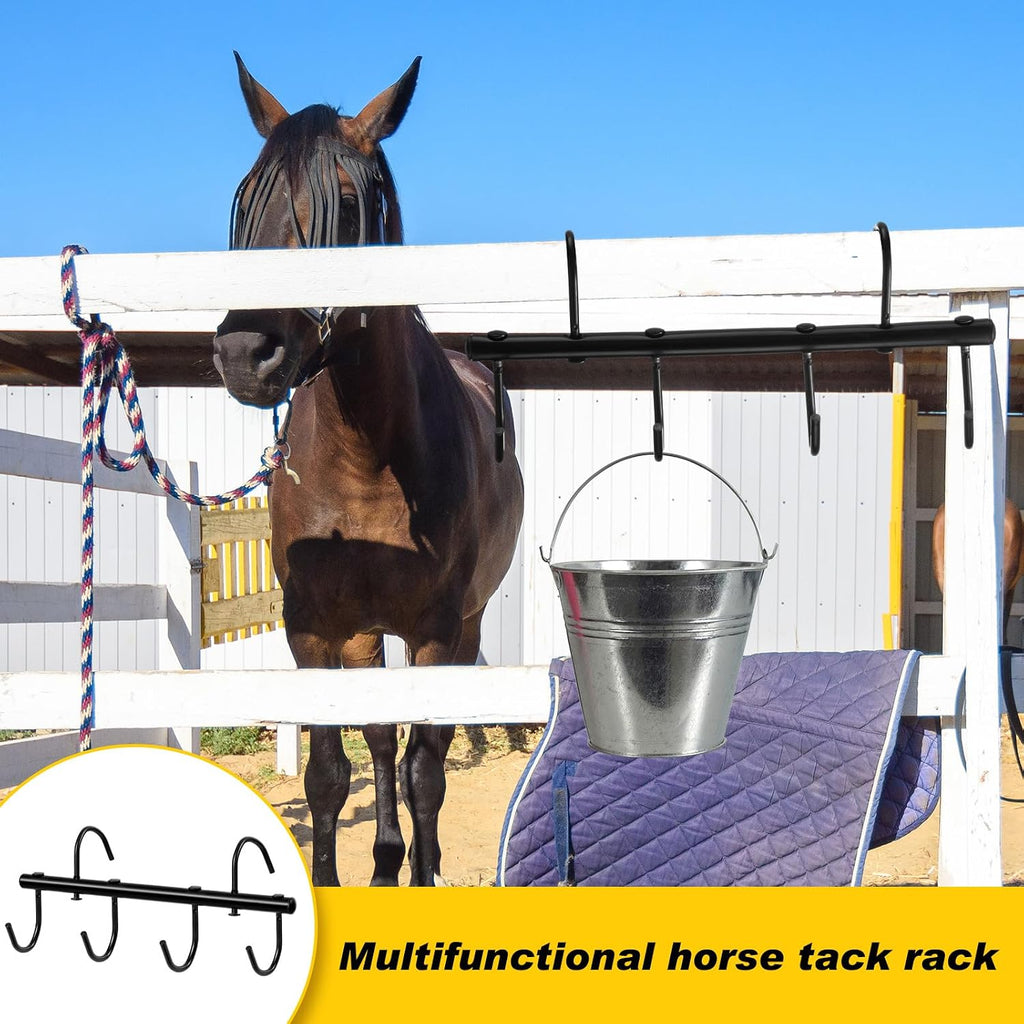 2 Pcs Tack Rack with Swivel Hooks, Metal Bridle Hanger, 6 Hooks Style