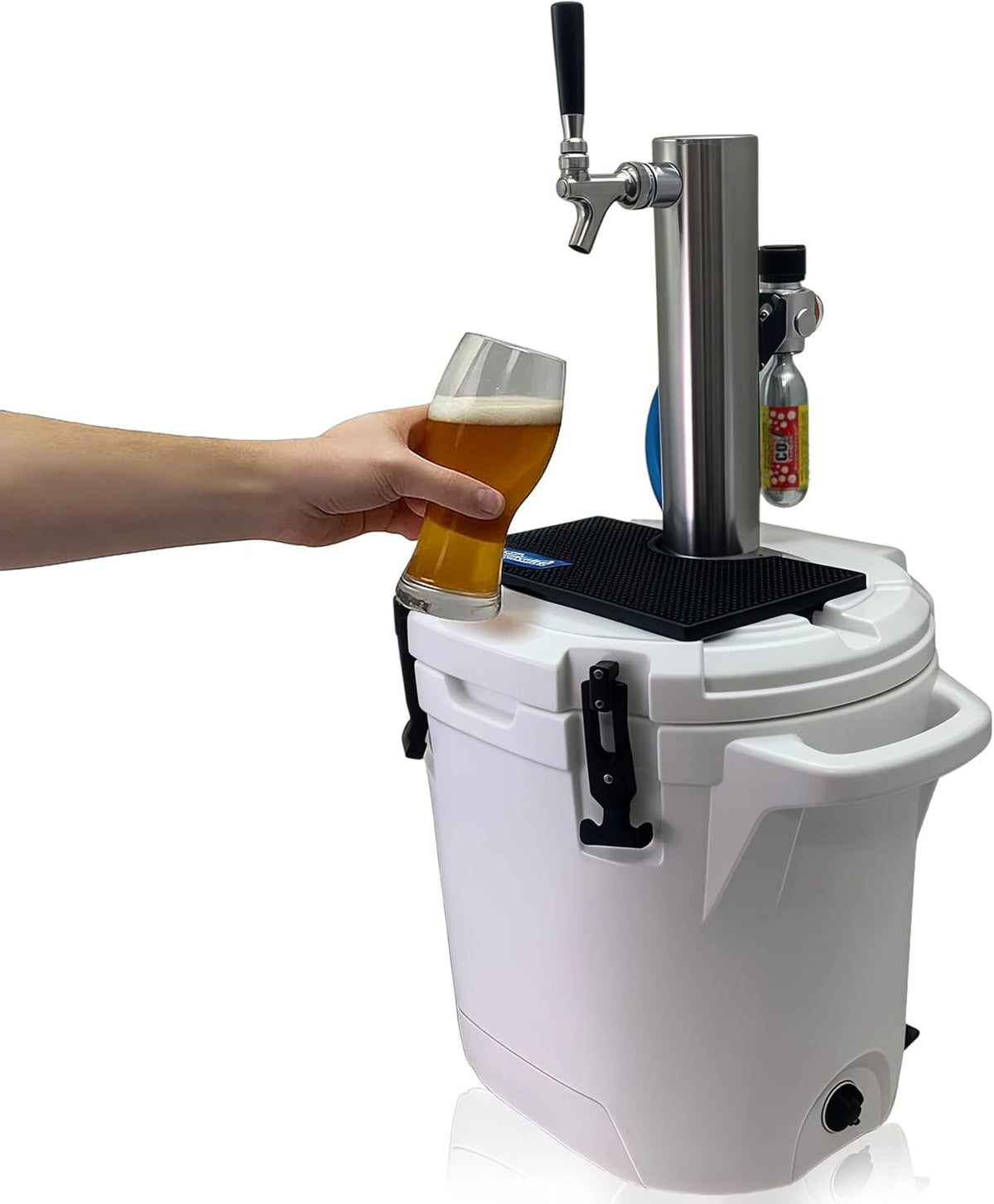 ColdOne Non-Electric Portable Kegerator, 2 Gallon Refillable Keg for Craft Beverages, CO2 Regulator with Stainless