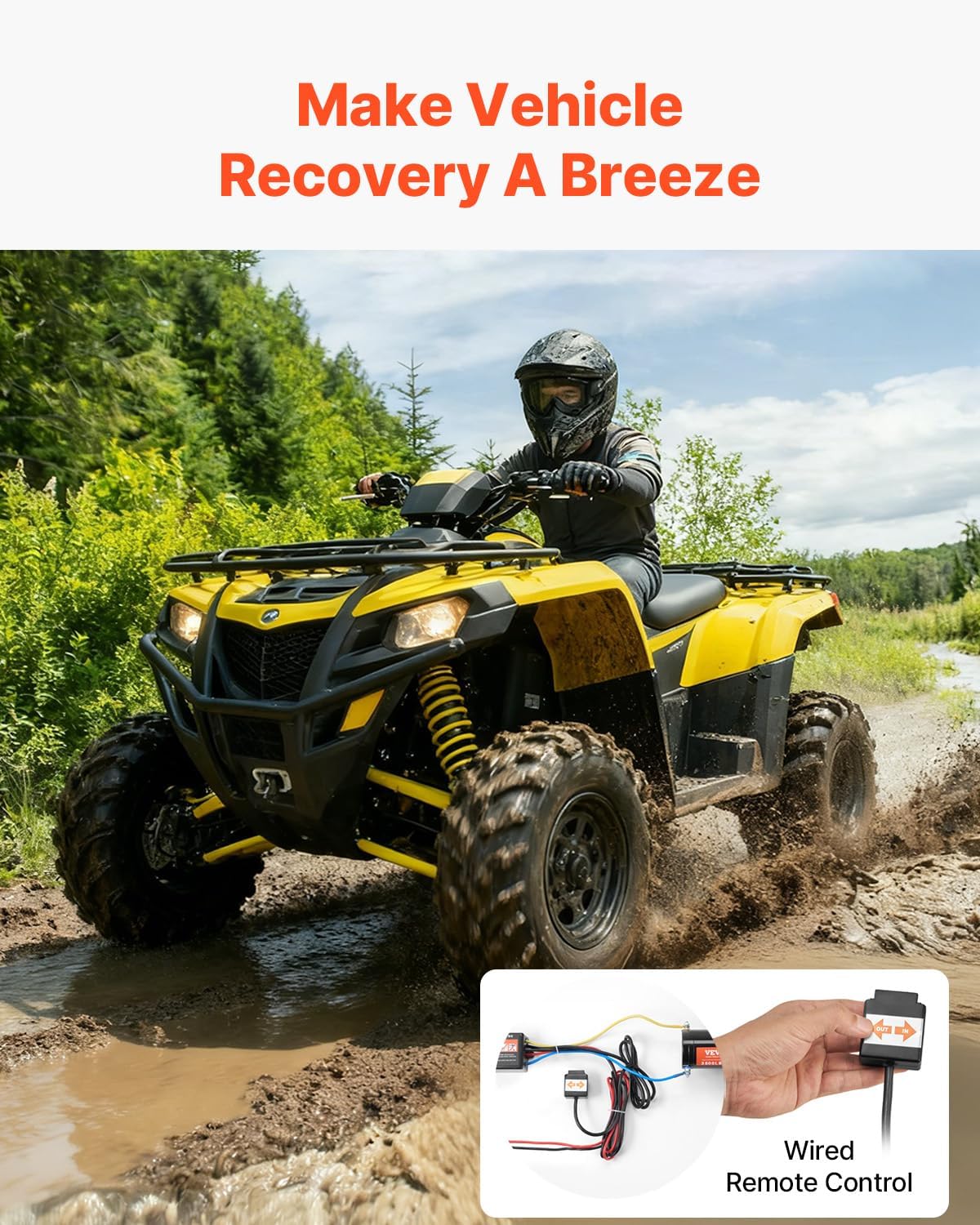 Electric Winch, 3500 lb Line Pull Capacity, 12V DC ATV Winch with Φ3/16 in x 39 ft 12 Strands Synthetic Rope &