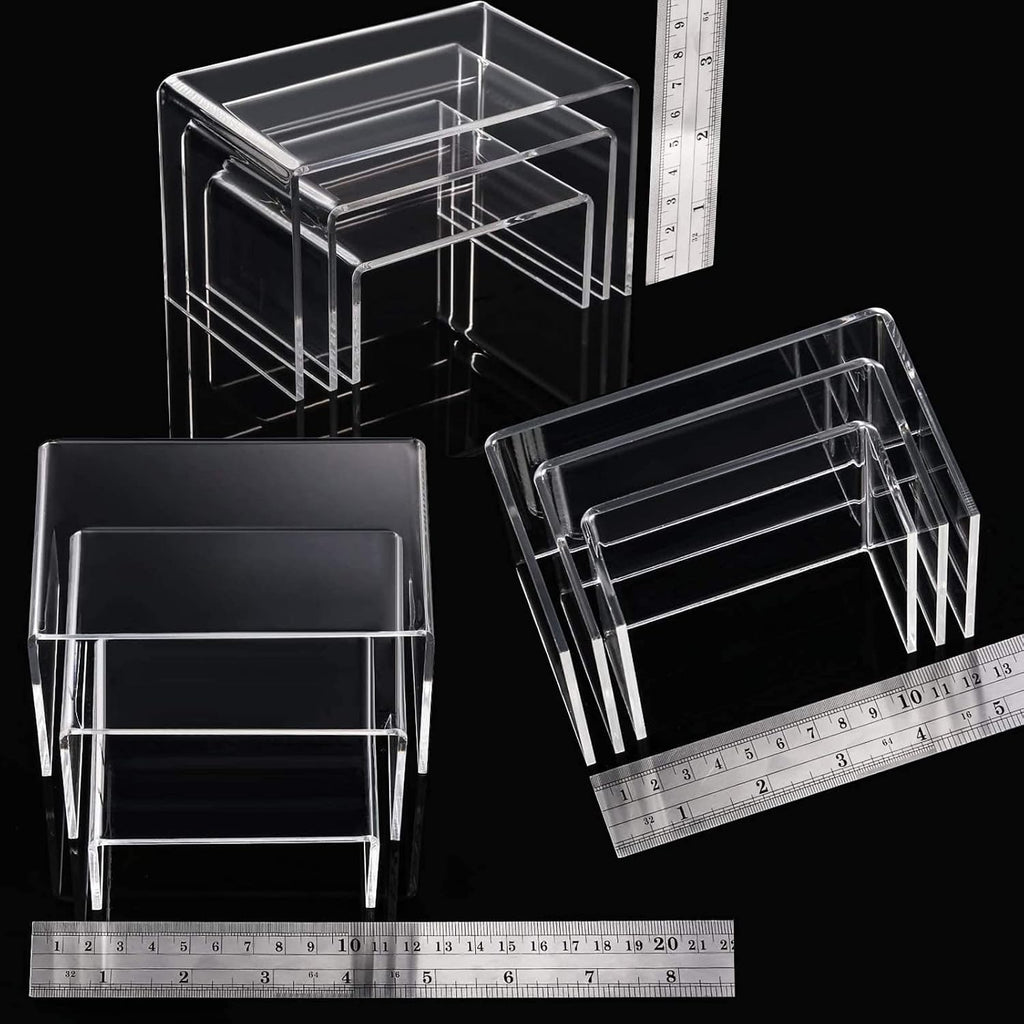 2 Sets Display Risers Figure Food Stand,Clear,Small Set | Plastic Decorative Risers For Table Decor Display, Dessert