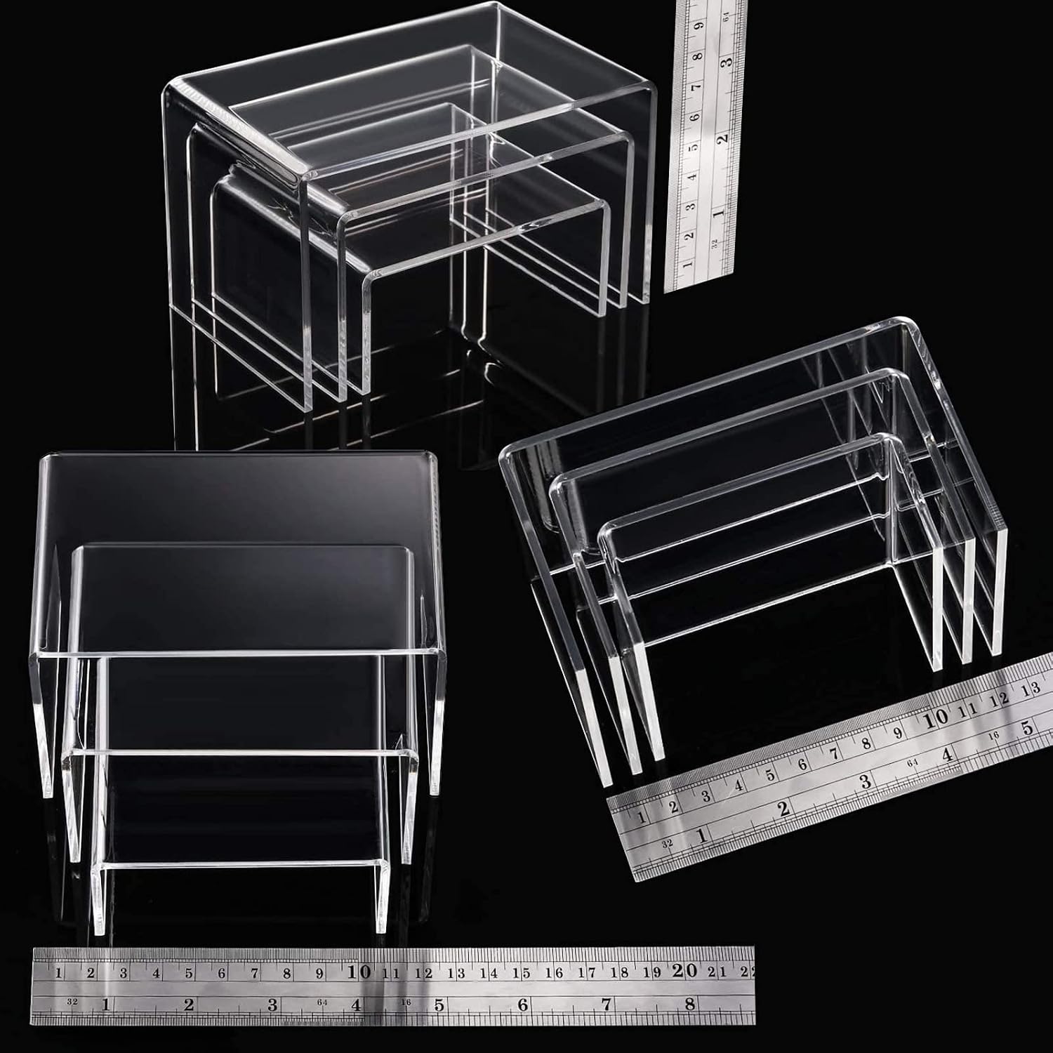 2 Sets Display Risers Figure Food Stand,Clear,Small Set | Plastic Decorative Risers For Table Decor Display, Dessert