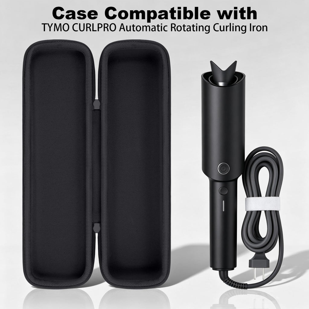 for TYMO CURLPRO Automatic Rotating Curling Iron Hard Travel Case, Black