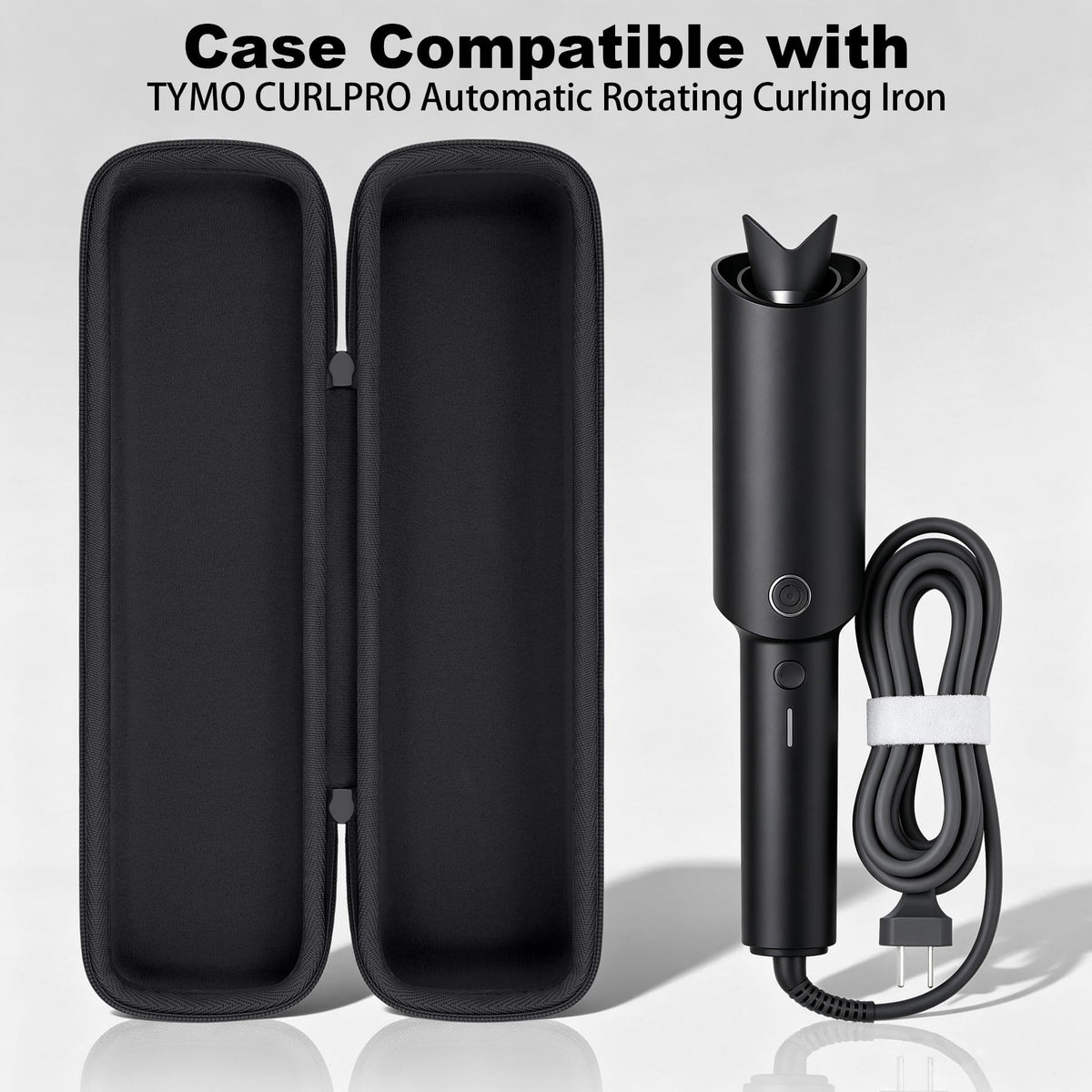 for TYMO CURLPRO Automatic Rotating Curling Iron Hard Travel Case, Black