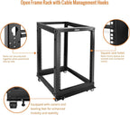 Tecmojo 15U Open Frame Server Rack,4-Post Adjustable Depth Rolling Network Rack for Computer/Data/AV/IT/Servers,Mobile Type