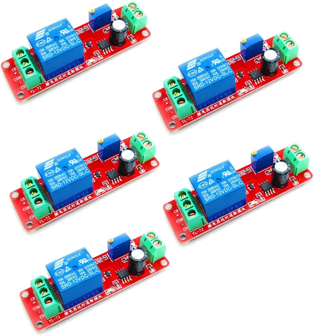 HiLetgo 5pcs NE555 DC 12V Delay Timer Switch Adjustable Module 0 to 10 Second