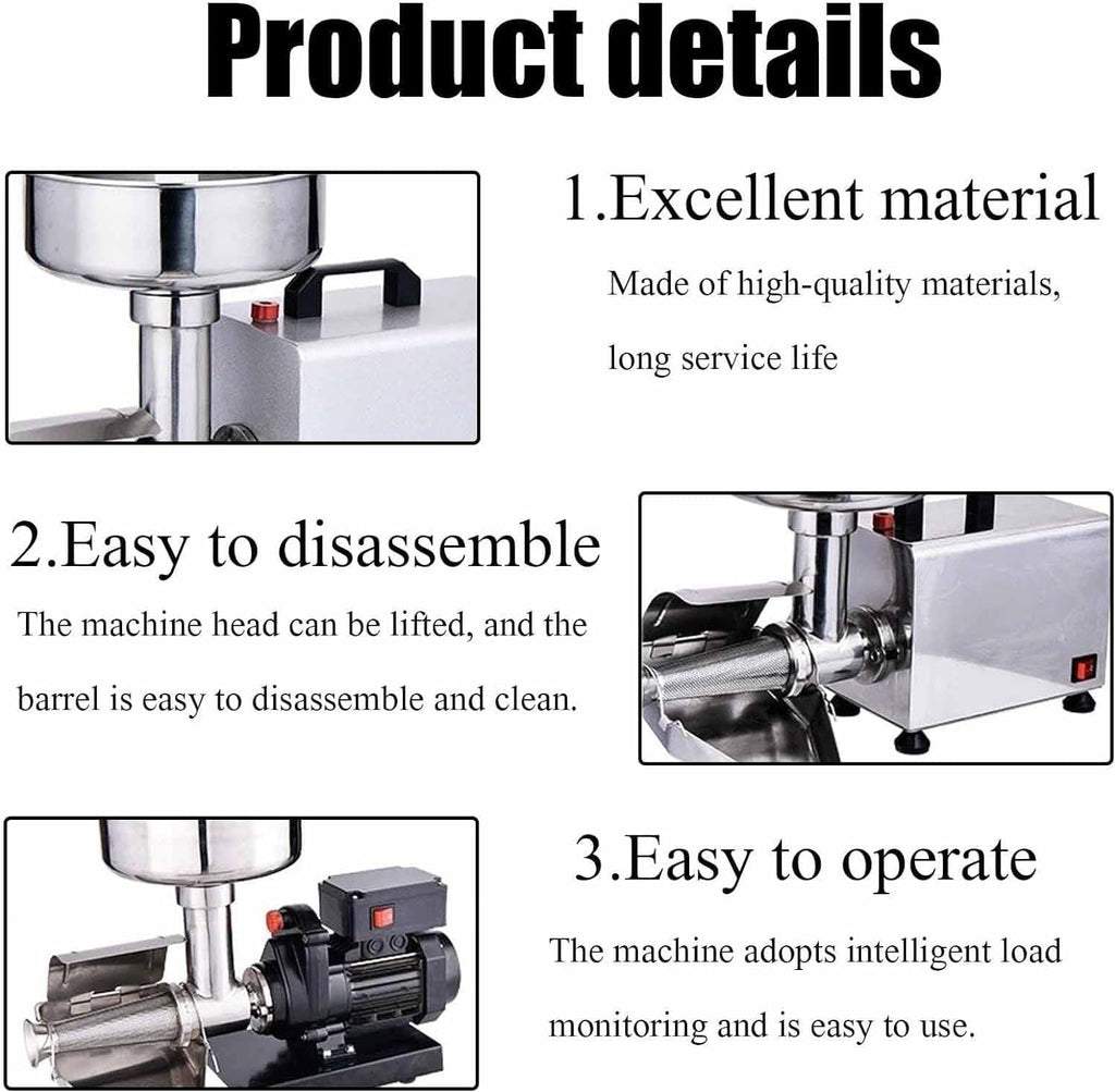 Electric Tomato Strainer, 450W Commercial Tomato Milling, Food Strainer and Sauce Maker, Electric Tomato Strainer