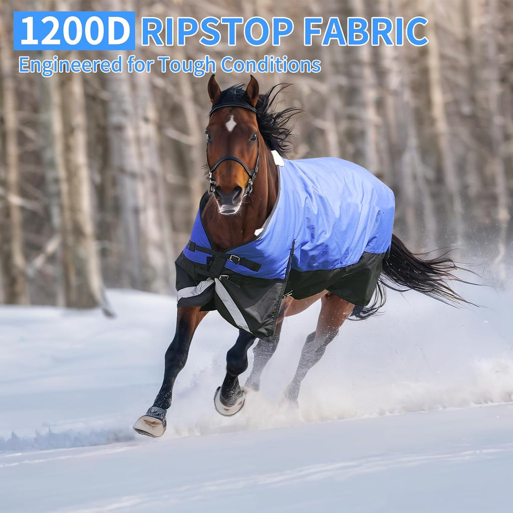 Horse Care Blankets - Winter, 1200D Waterproof, 220G Fill, Warm & Breathable Turnout Sheet, 69 Inch