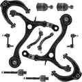 Front Upper & Lower Control Arm w/Ball Joint for Honda Accord 2008-2012, Sway Bar + Tie Rods, 12Pcs Suspension Kit K620614 K620615 K90456 K90457 ES800459 ES800460 EV800461 K500081 K641112 K641113