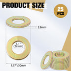 25 Pcs 1 Inch Grade 8 Flat Washer Alloy Steel Yellow Zin