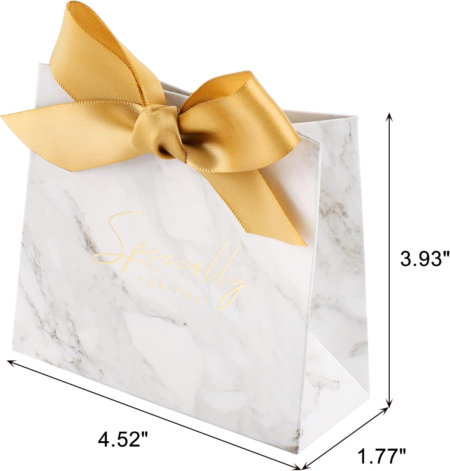 50 Pcs Wedding Party Favor Boxes, Small Thank You Gift Bags Candy Boxes with Gold Bow Ribbon Wedding Bridal Shower