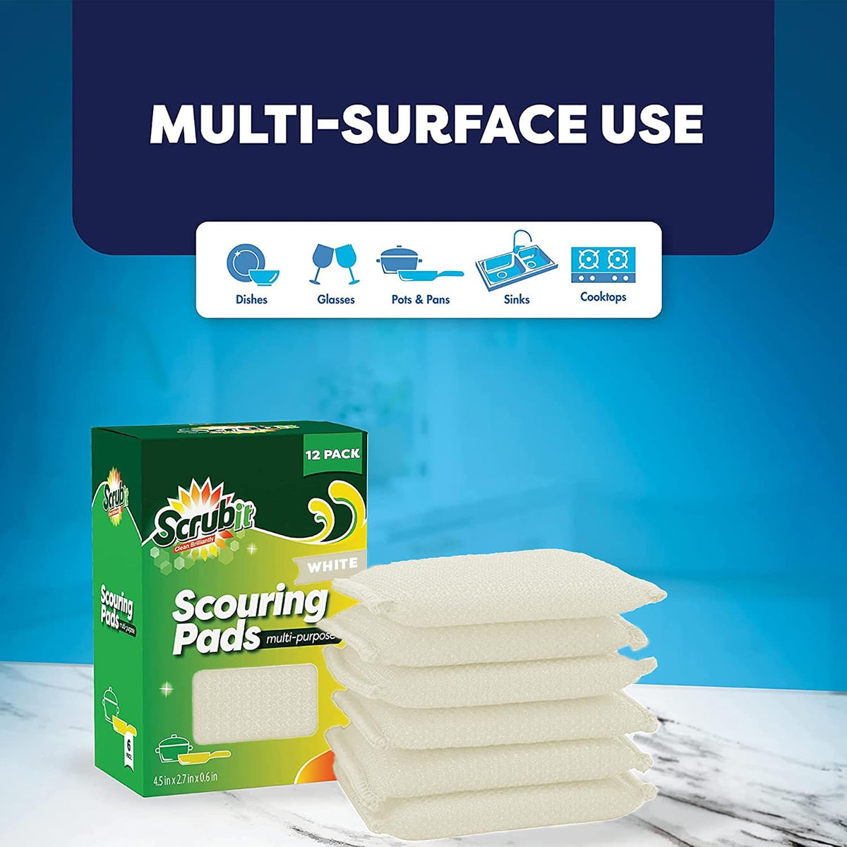 Multi-Purpose Scouring Pad by Scrub-It - Non-Scratch Cleaning Dobie Pads for Pots, Pans, Dishes, Utensils & Non-Stick