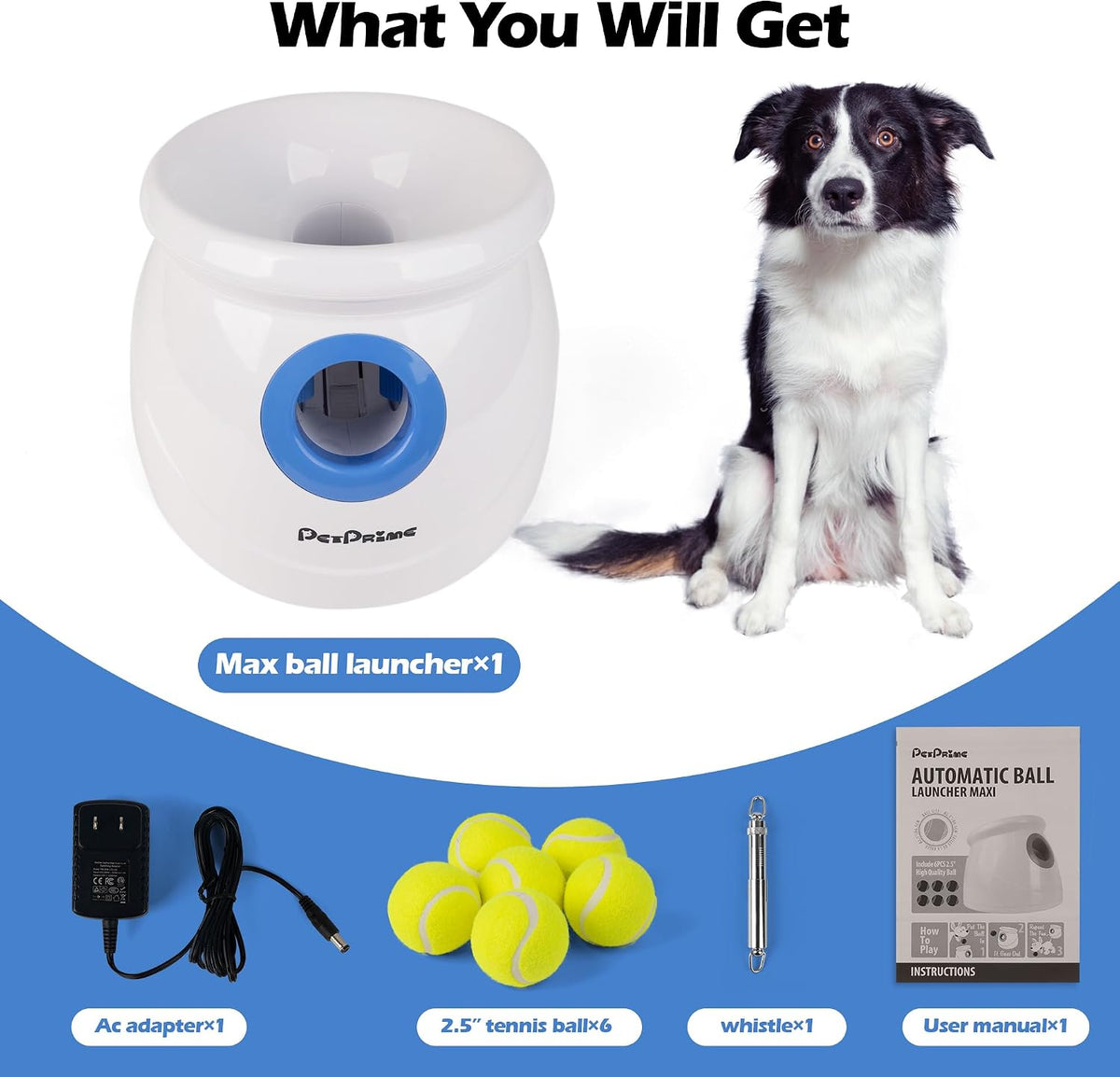 Dog Automatic Ball Launcher for Large Dogs Ball Thrower Machine Outdoor Indoor Use Interactive Dog Toy Adjustable