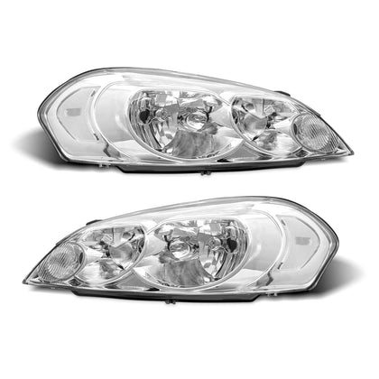 Headlight Assembly Pair for 2006-2013 Chevy Impala 14-15 Impala Limited 06-07 Monte Carlo Clear Lens Chrome Housing