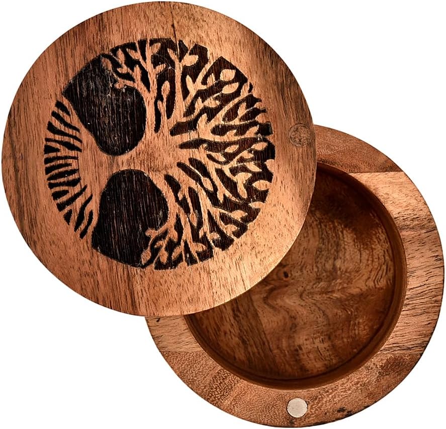 Handmade Acacia Wood Urn for Human Ashes, Tree of Life Wooden Box Urns for Ashes - Cremation Pet Urns for Dogs Ashes