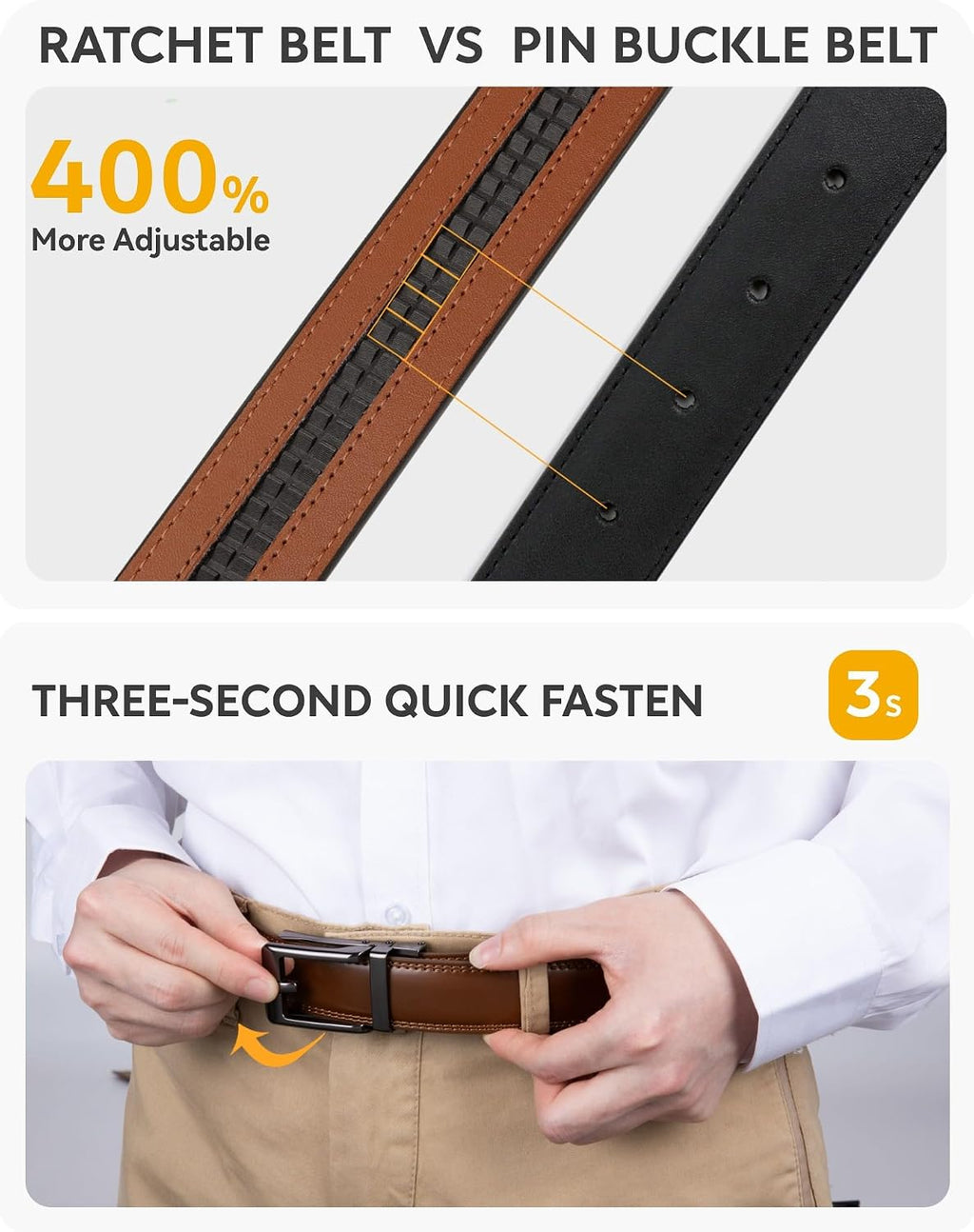 Boys Ratchet Dress Belt 1.25" Adjustable Youth Leather Belt | Easy click closure, Micro-adjustable, Trim-to-fit