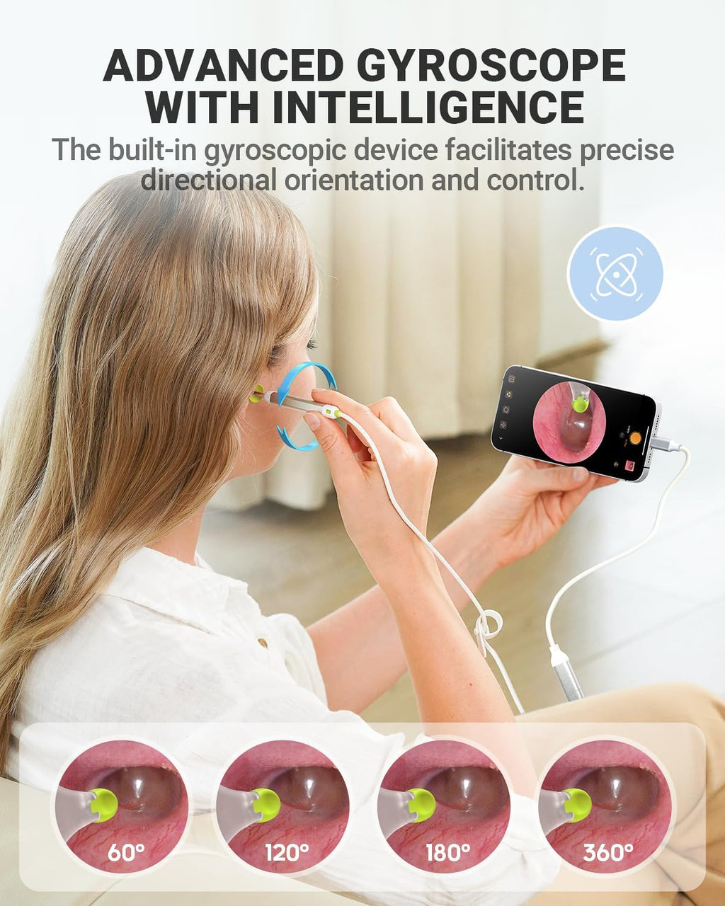 Otoscope with Gyroscope, Ear Scope Camera, Compatible with iPhone/Android
