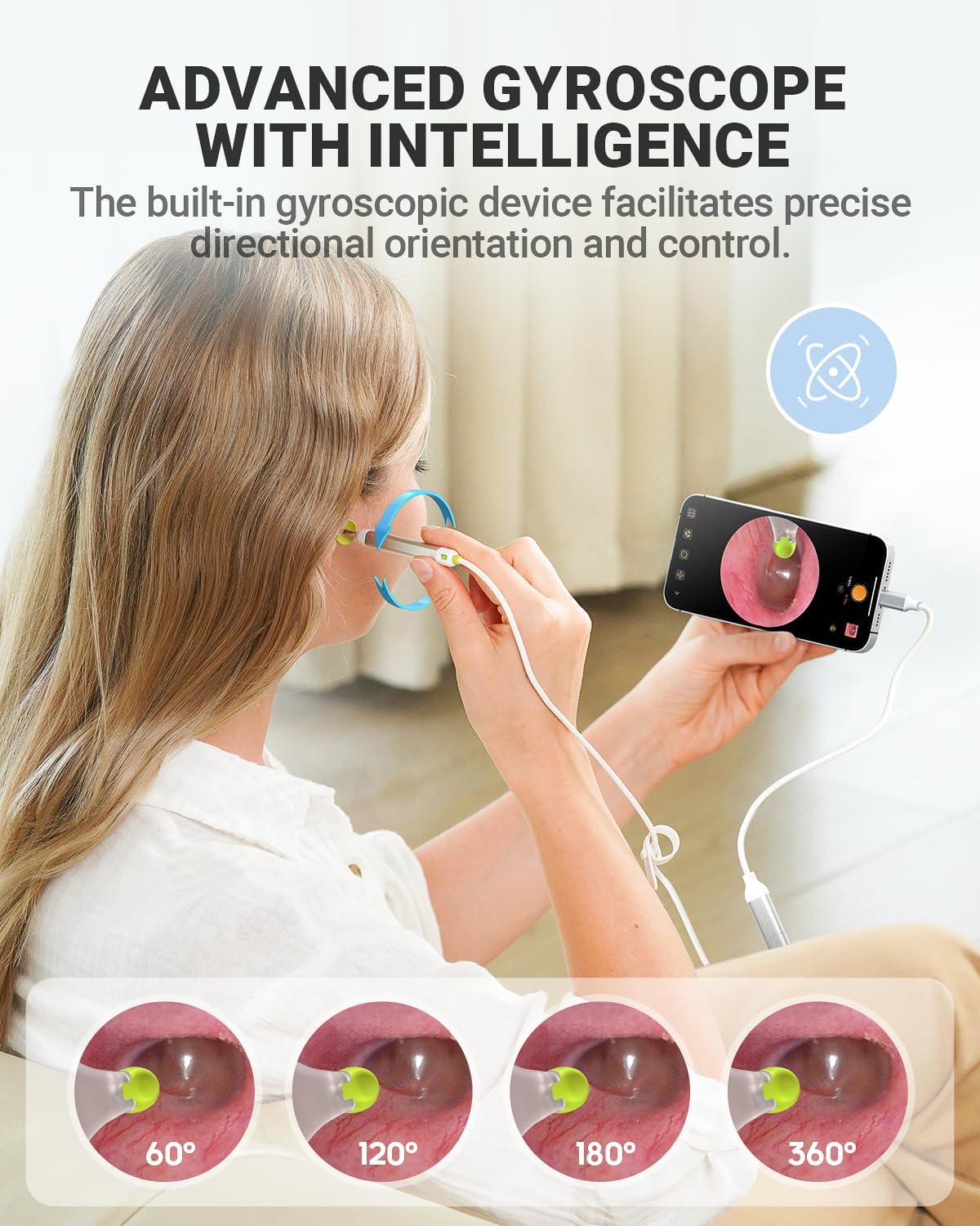 Otoscope with Gyroscope, Ear Scope Camera, Compatible with iPhone/Android