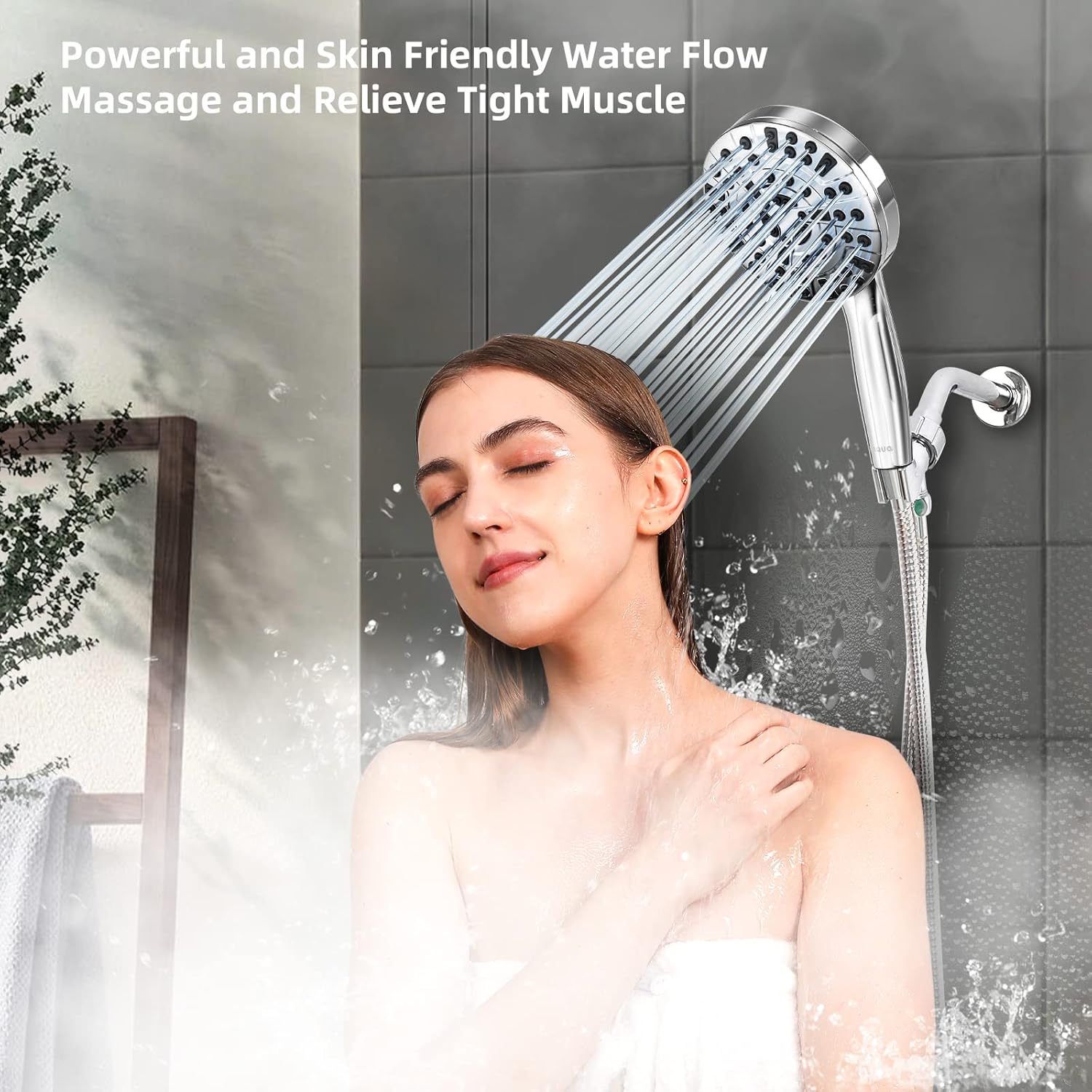 9 Functions High Pressure Shower Head with Handheld,Built-in Pause Mode&Power Wash,Non-Clogging Nozzles,6ft Hose&Bracket