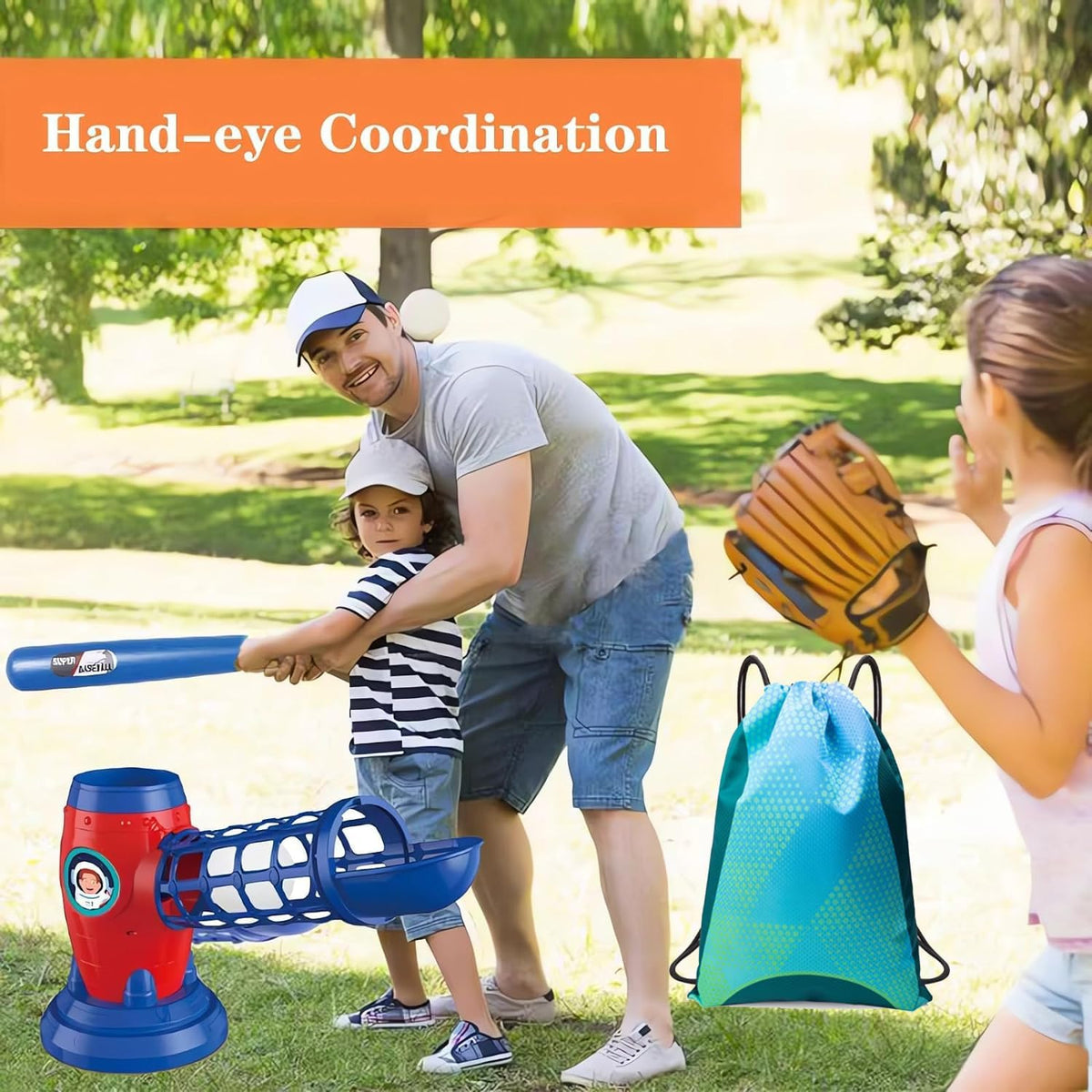 T Ball Set for Kids Toddlers, Electric Automatic Baseball Pitching Machine Pitcher Machines, Tee Ball Set Baseball