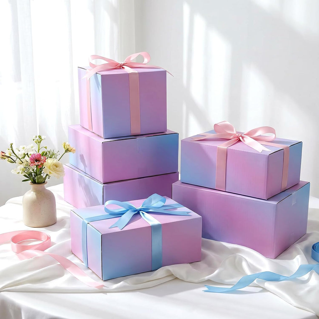 Shipping Boxes Medium 9x6x4 Inches, 30 Pack Mailer Packaging Boxes Bulk, Pink Blue Corrugated Cardboard Boxes for