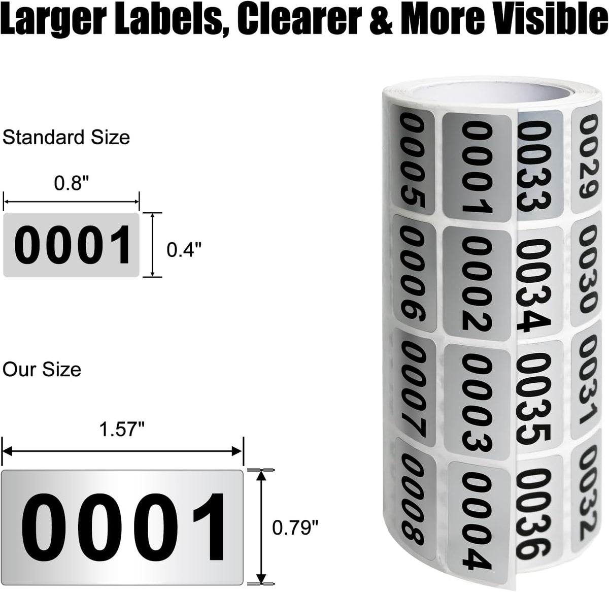 1.57x0.79 Numbered Stickers 0001‑2000 Inventory Labels
