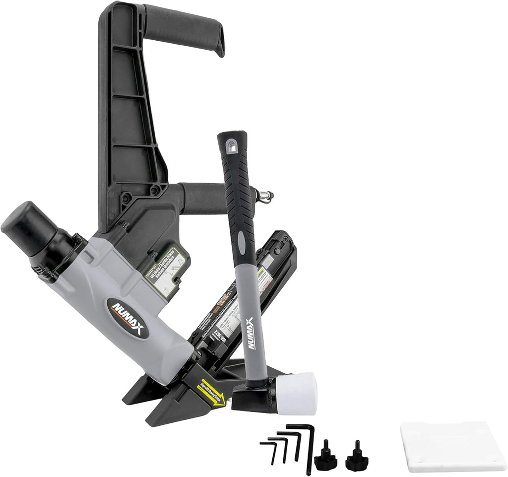 S50LSDH Pneumatic 2-in-1 15.5-Gauge and 16-Gauge 2" Dual Handle Flooring Nailer / Stapler with Flooring Mallet and