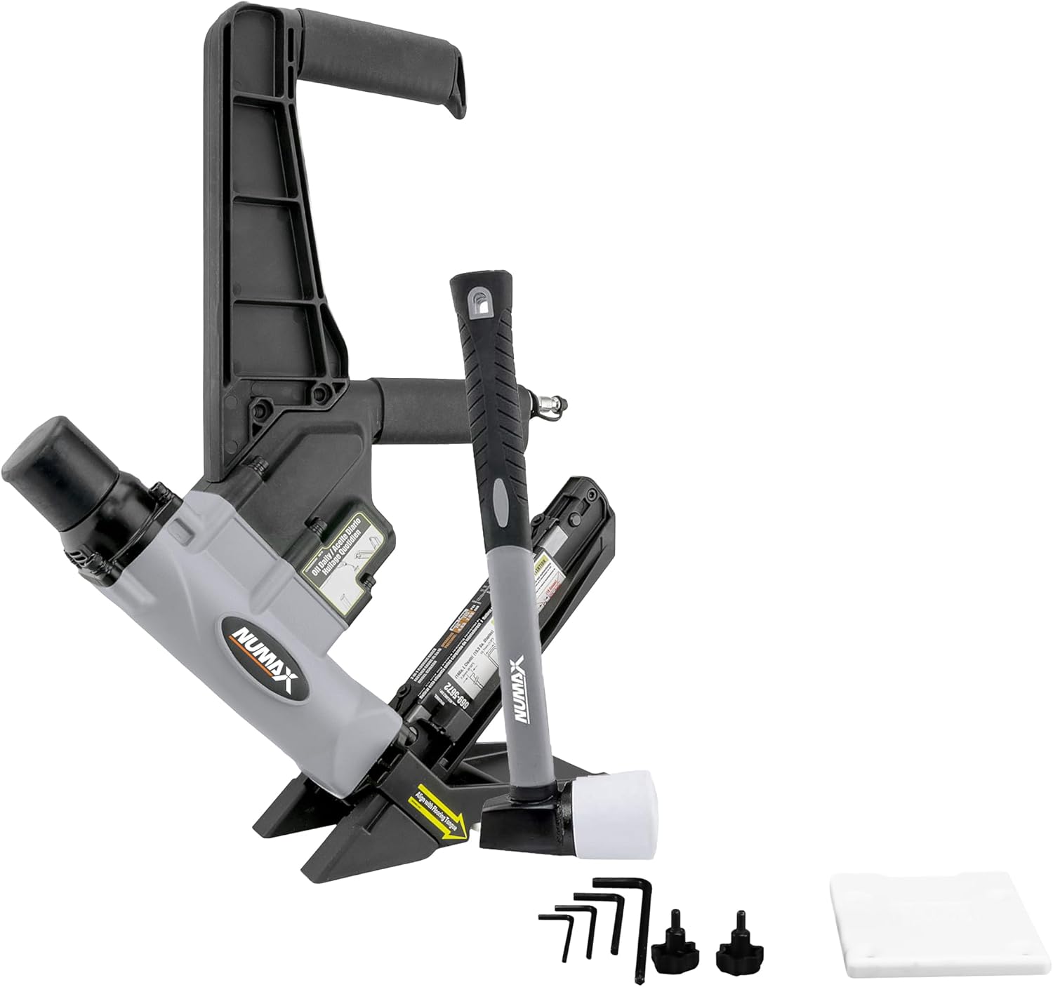 S50LSDH Pneumatic 2-in-1 15.5-Gauge and 16-Gauge 2" Dual Handle Flooring Nailer / Stapler with Flooring Mallet and