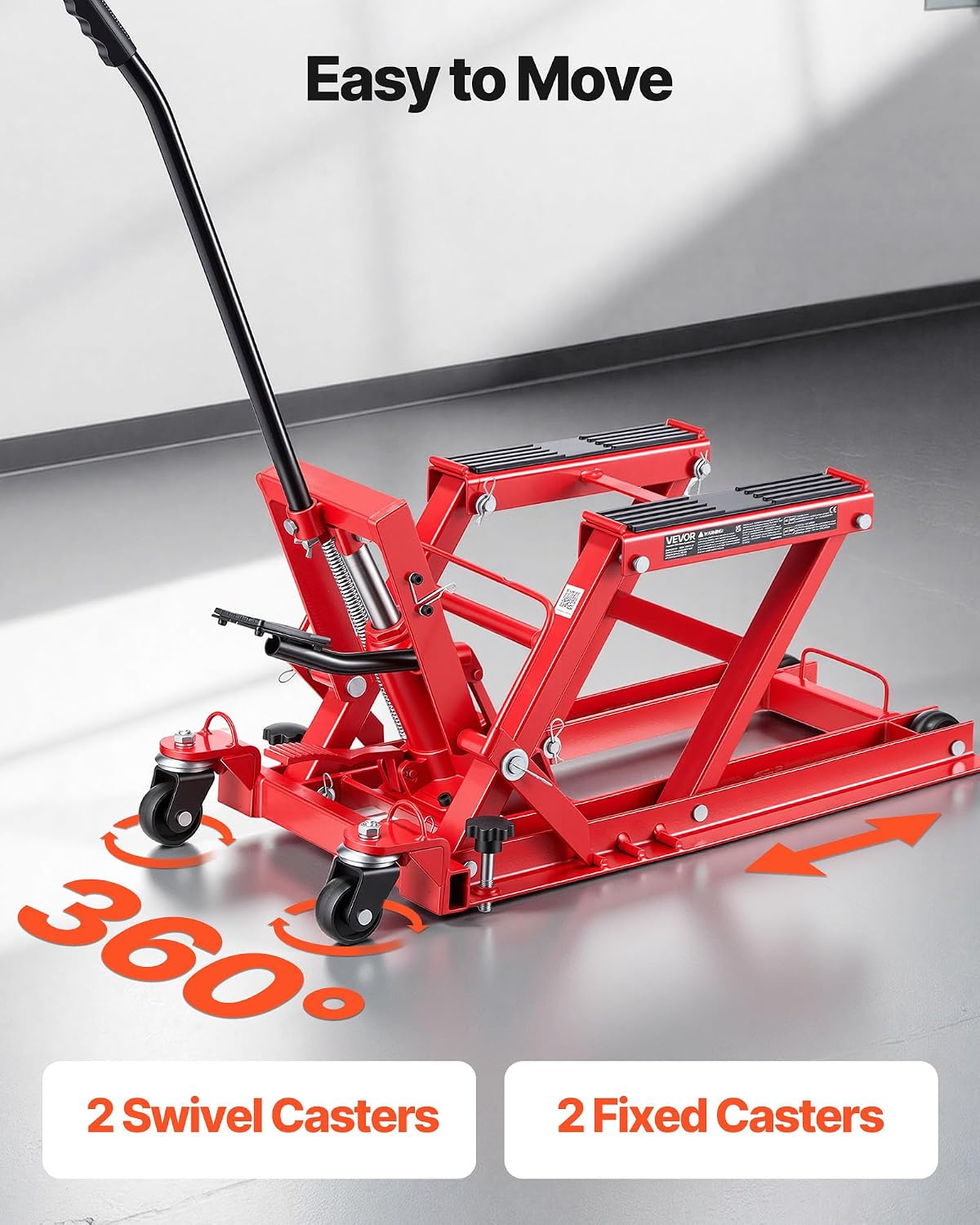 Hydraulic Motorcycle Lift Jack, 1500 lbs Capacity, ATV Lift Jack Portable Motorcycle Hoist Stand with 4 Wheels
