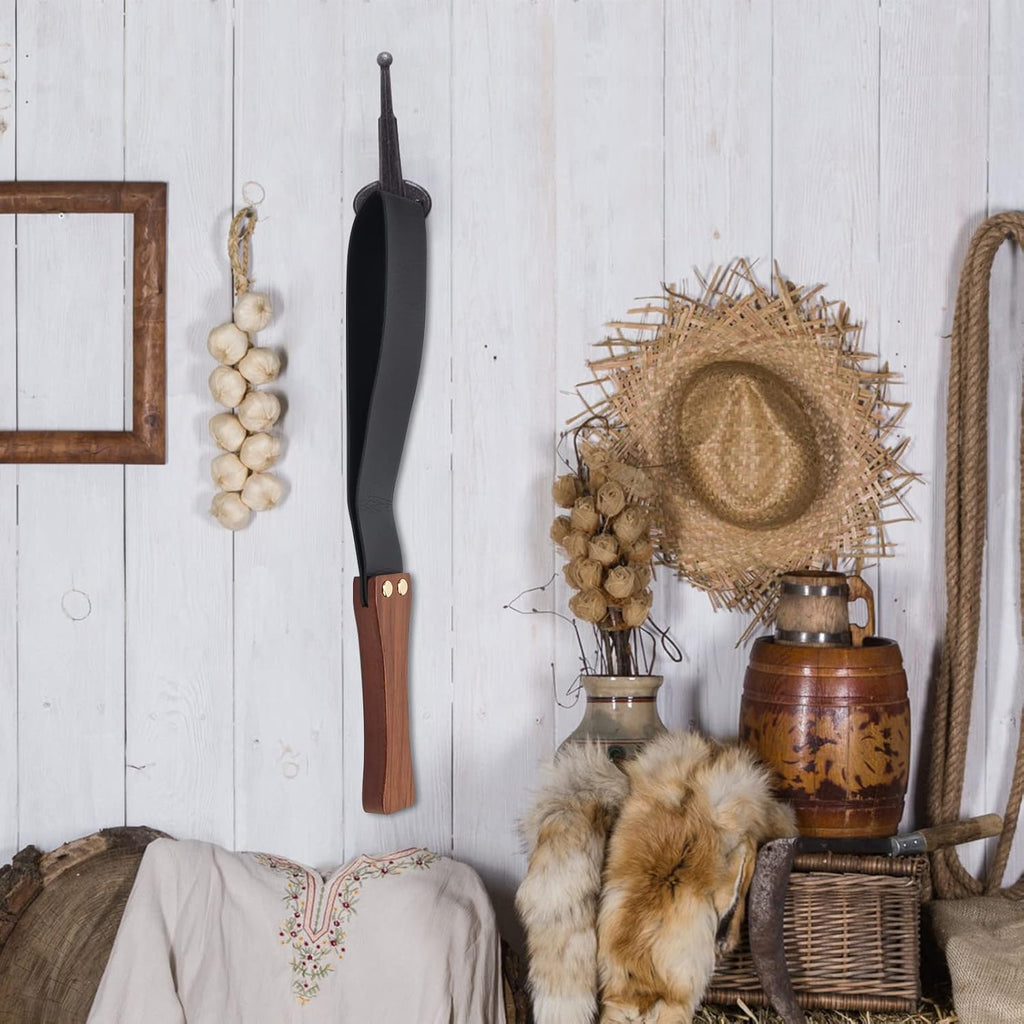 19 Inch Riding Crop for Horse, Leather Paddle with Anti-Slip Wooden Handle, Equestrianism Crops, Black Crops for Horses