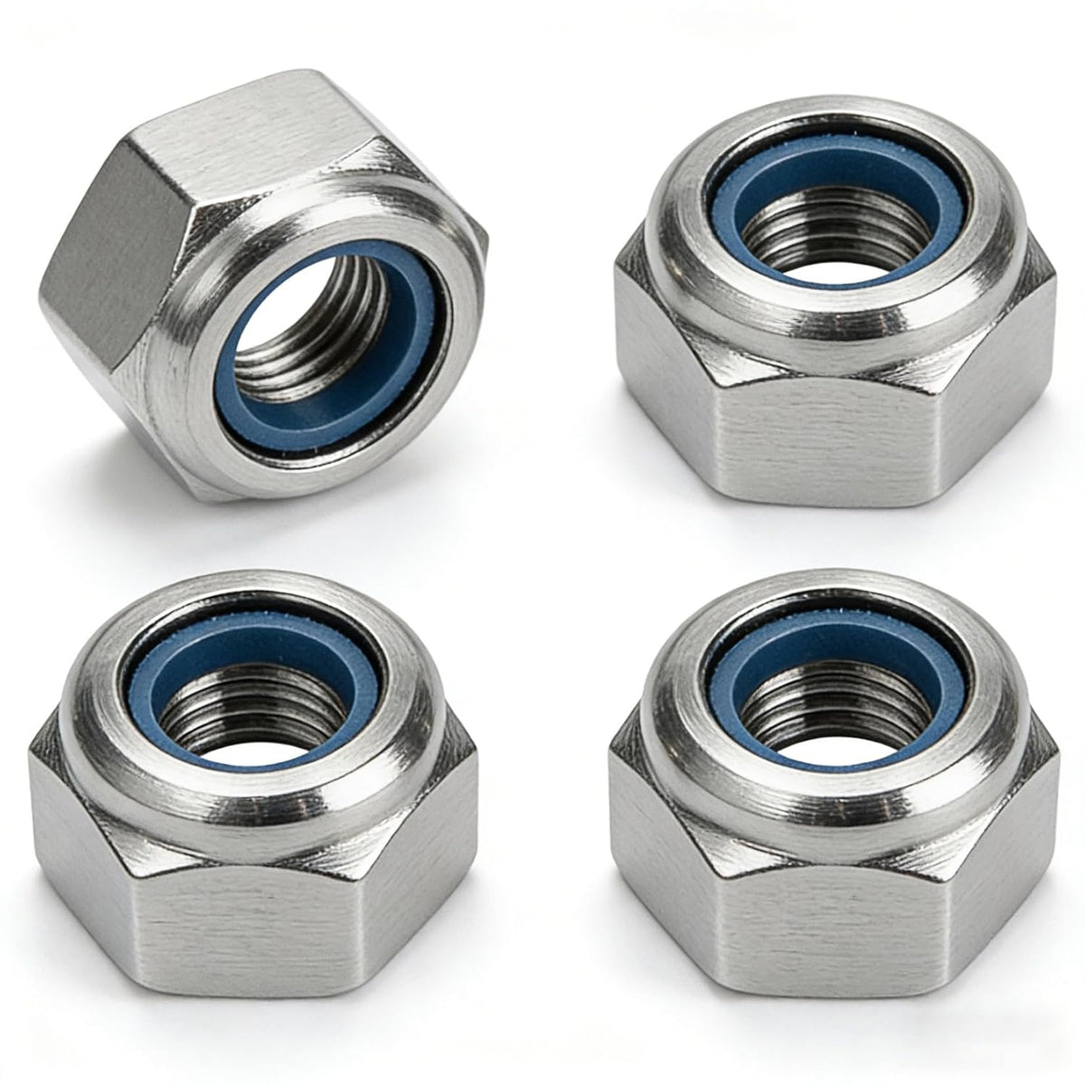 20 Pcs M12 Nylon Insert Lock Nuts, Metric Hex Nylock Nuts, Silver Self‑Locking Hex Nuts, Nylon Inserted Hex Locknuts for Screws and Bolts