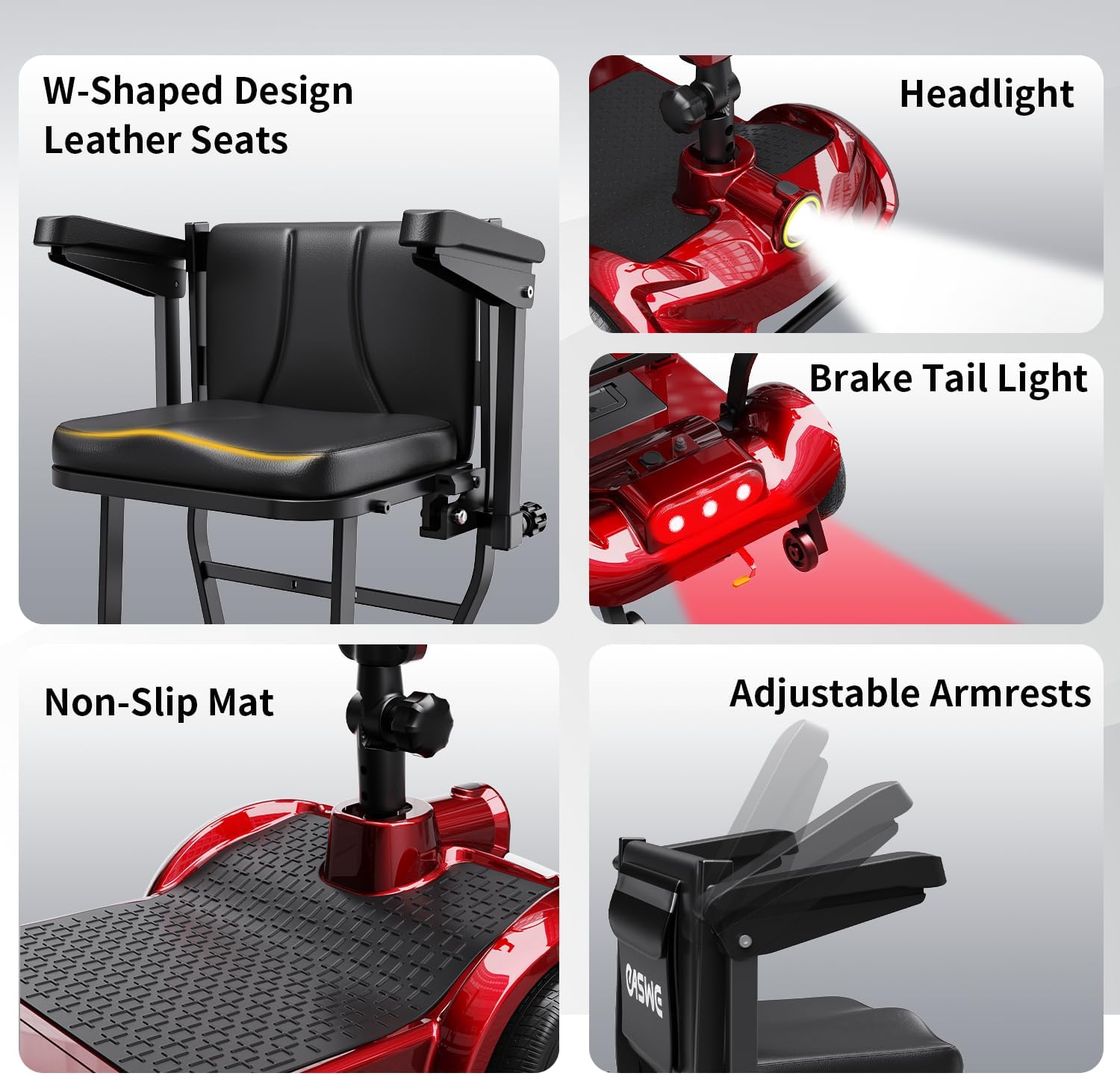 Mobility Scooter for Adults & Seniors, Folding Portable Travel 4 Wheel Electric Scooter, All Terrain Power, Airline