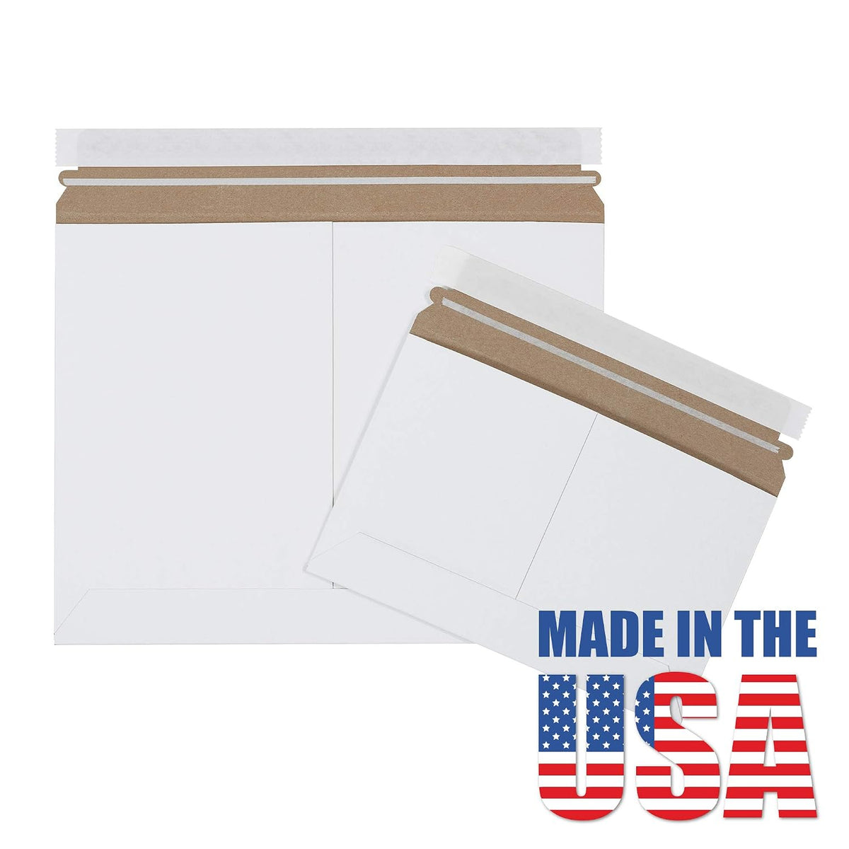 12 1/4 x 9 3/4" White Side Loading Stayflats Lite Mailers