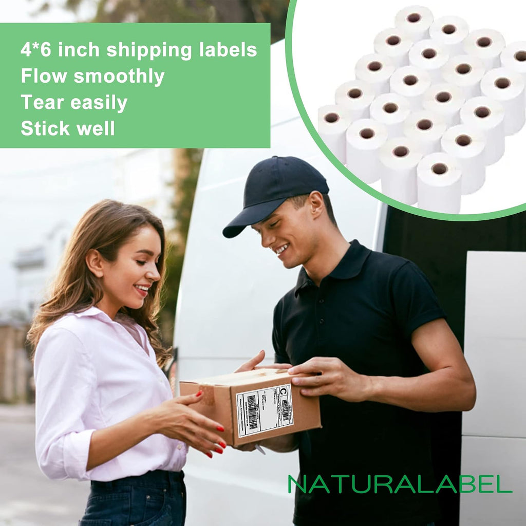 4" x 6" Direct Thermal Shipping Labels, 5,000 Labels, 20 Rolls | With perforated lines, writable, compatible with