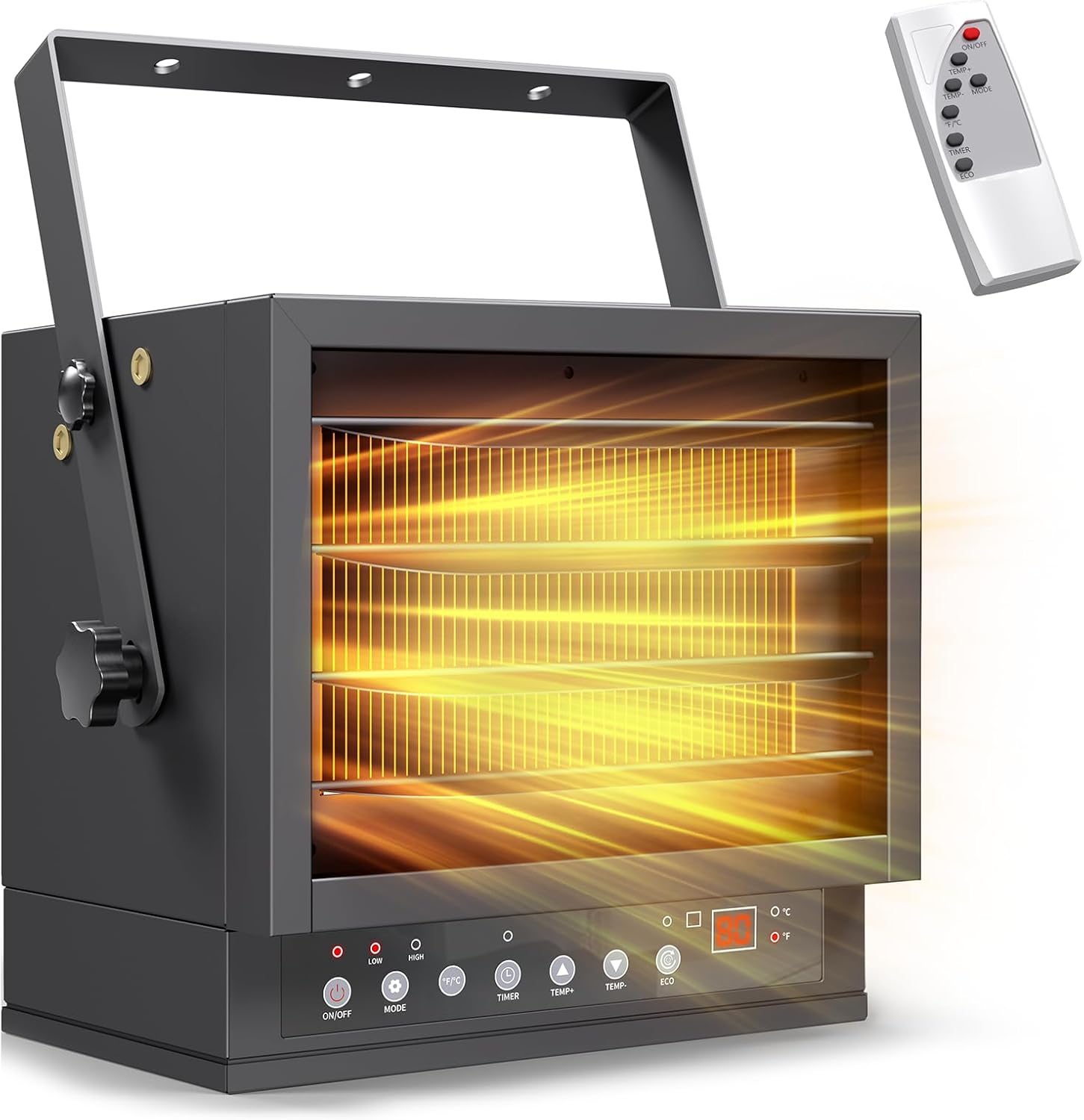 7500W Electric Garage Heater with Remote, 240V Hardwired Shop Heater | ECO Mode, 12H Timer, Ceiling Mount Design