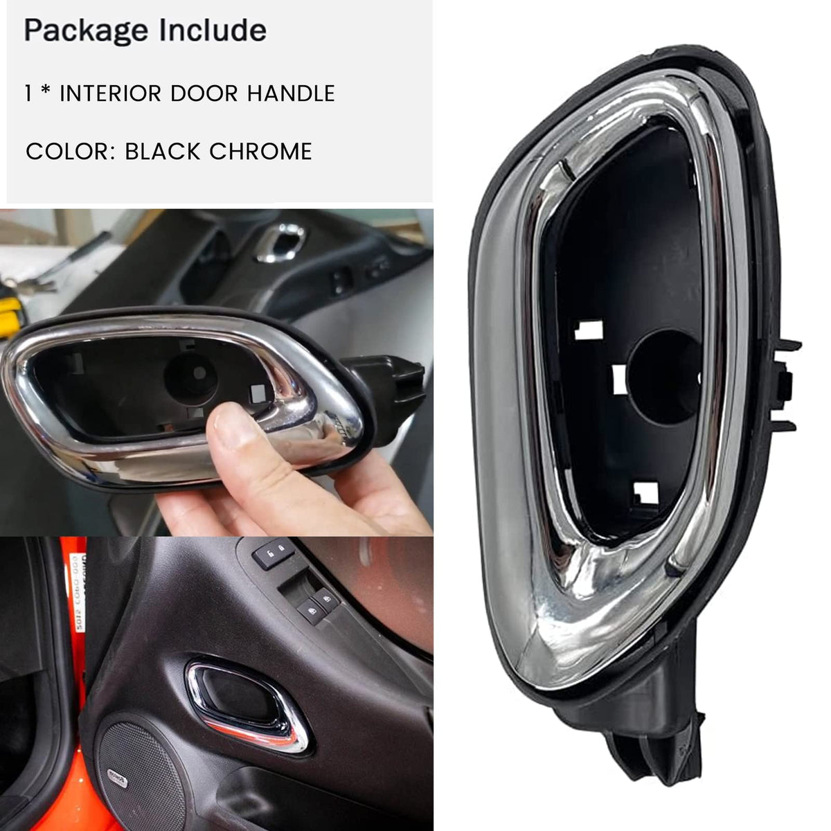 E-Vniko Front Right Door Handle Chrome with Panel Compatible with Chevrolet Chevy Camaro 2010-2015 Replace Passenger Side Inside Handle 20955302 REPCV462119