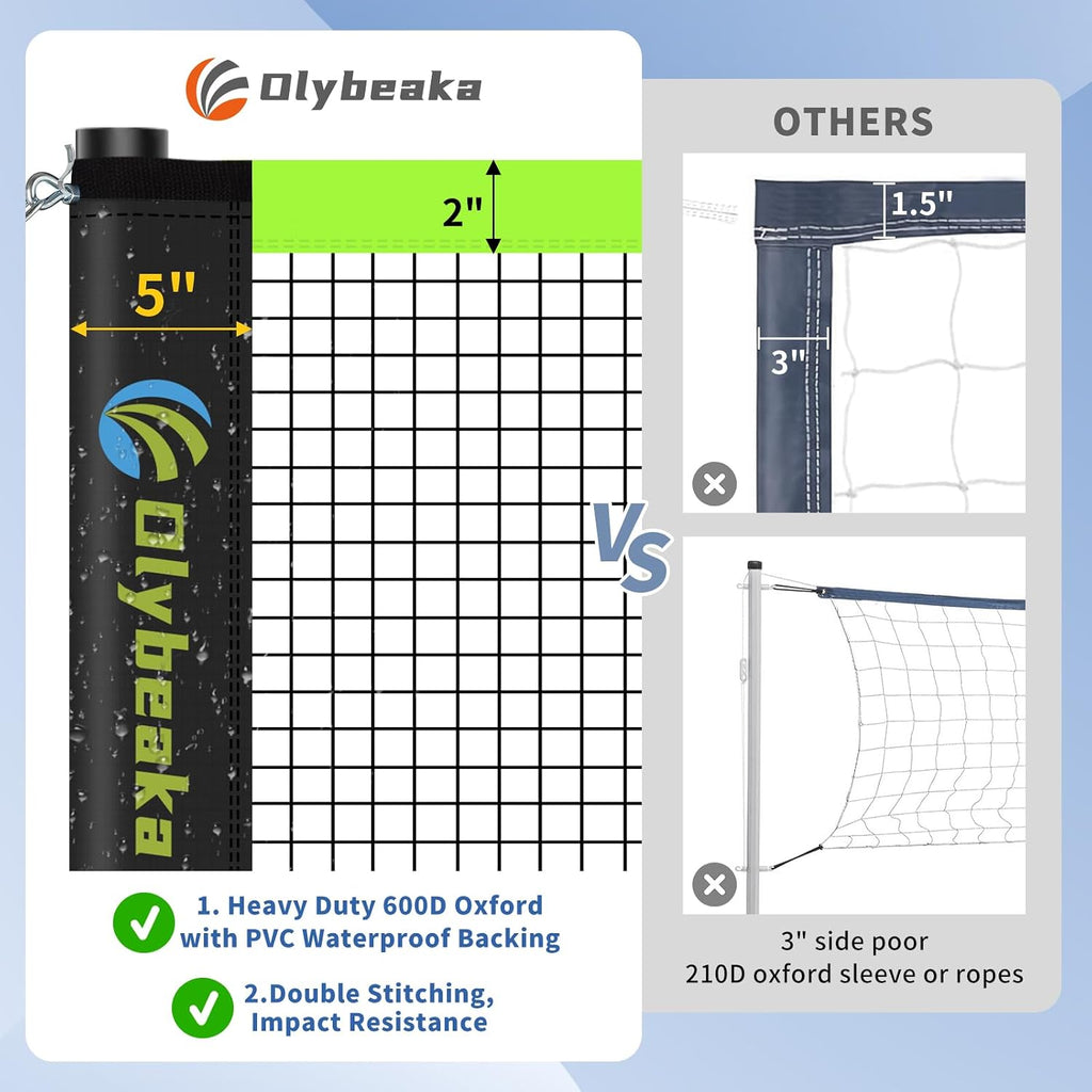 Portable Outdoor Volleyball Badminton Combo Net Set with 2 Nets | Badminton Volleyball Net for Backyard, Beach with